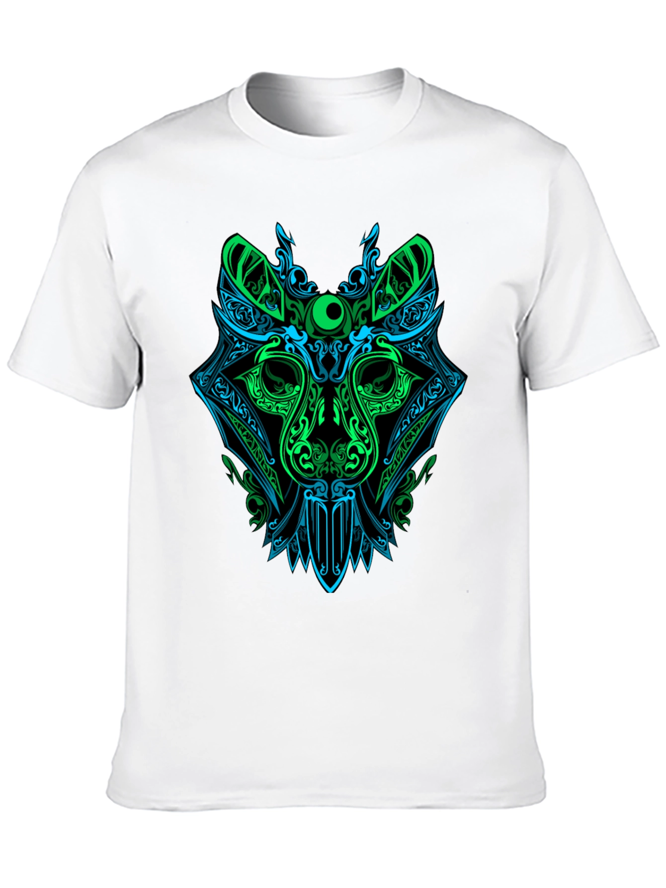 Black Neon Wolf Graphic Tee - Men's Black T-Shirt view 10