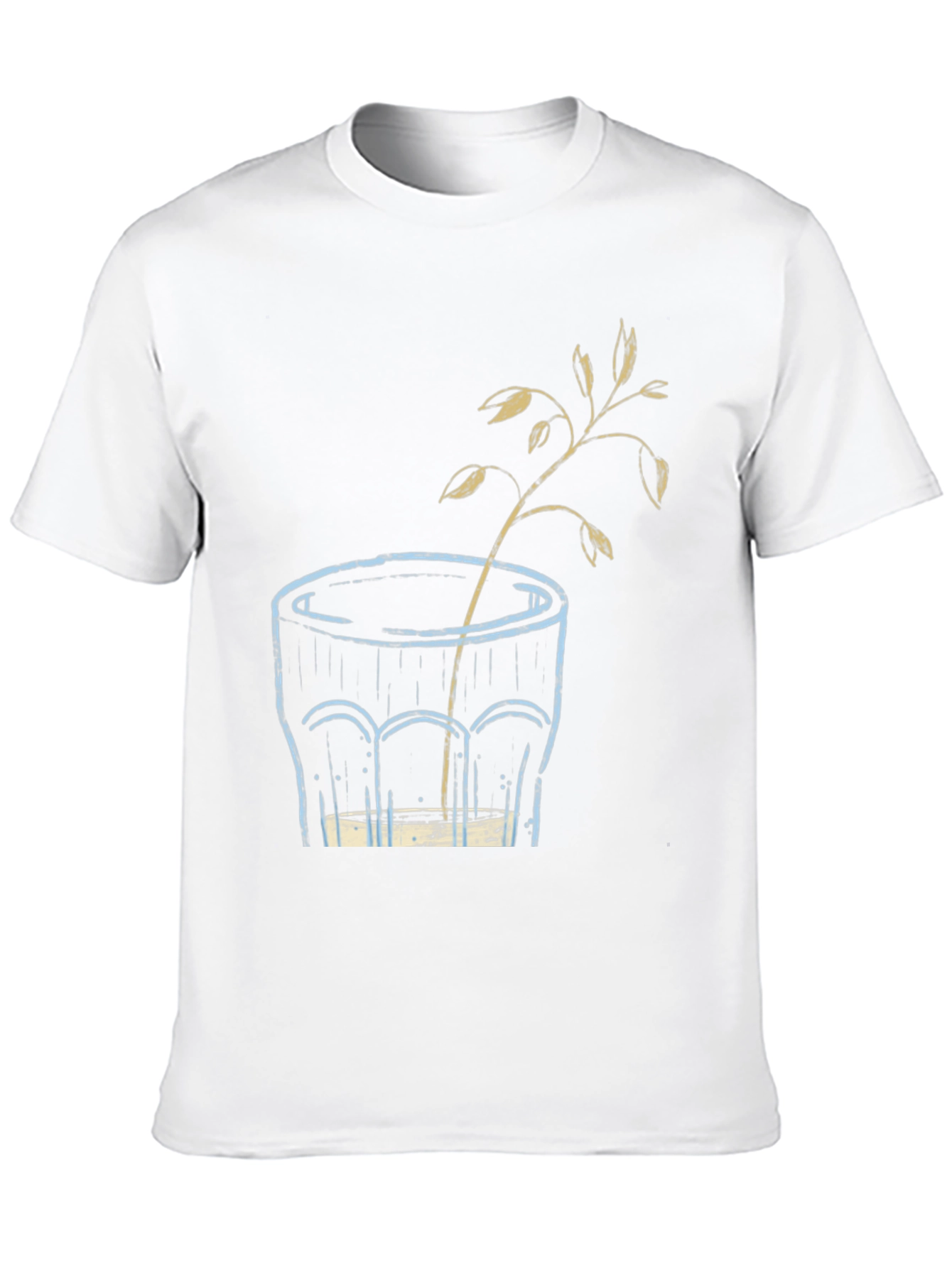 Black Unique Graphic T-Shirt: Glass with Plant Art view 10