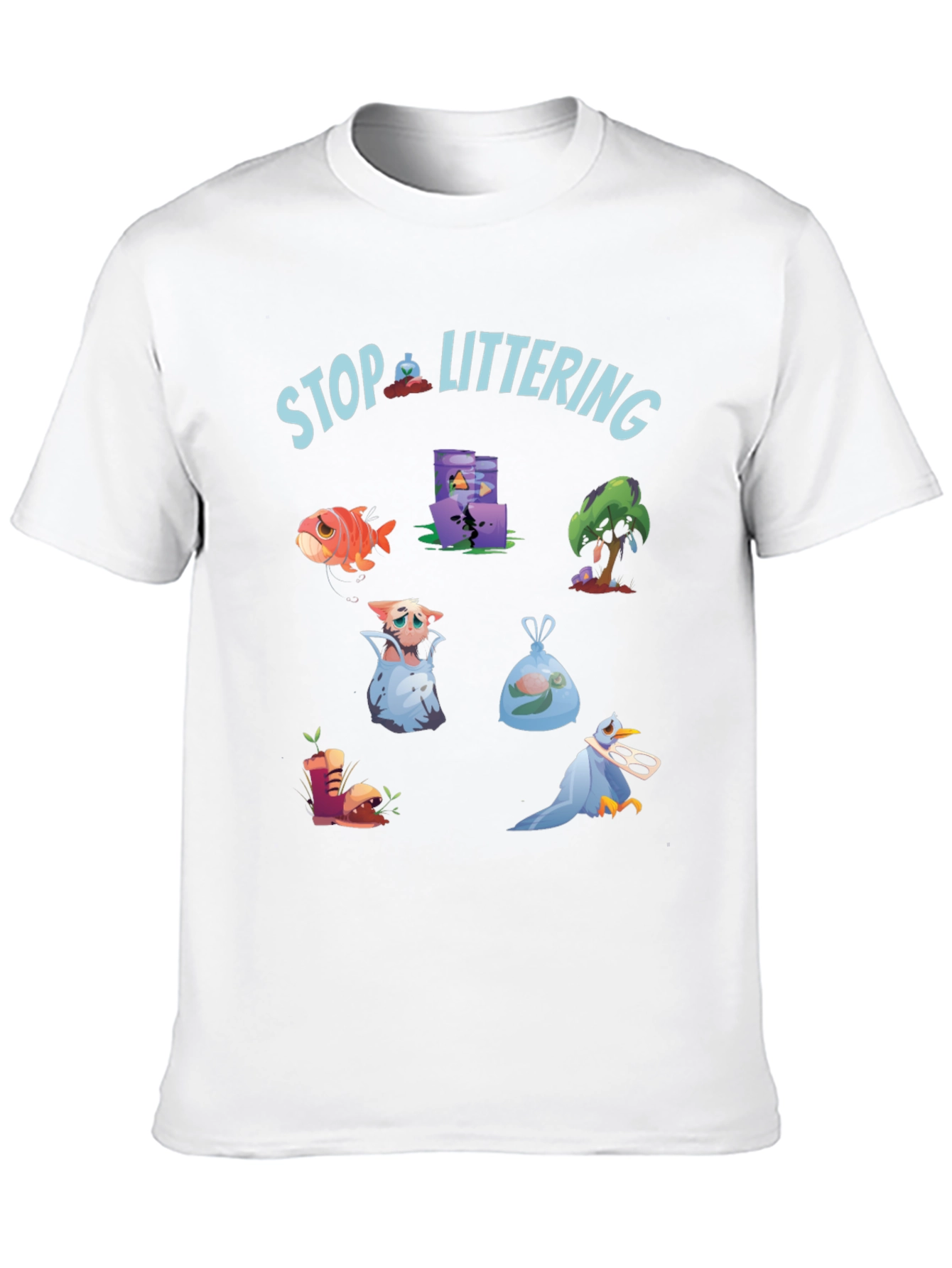 Black Eco-Friendly Stop Littering Graphic T-Shirt view 10