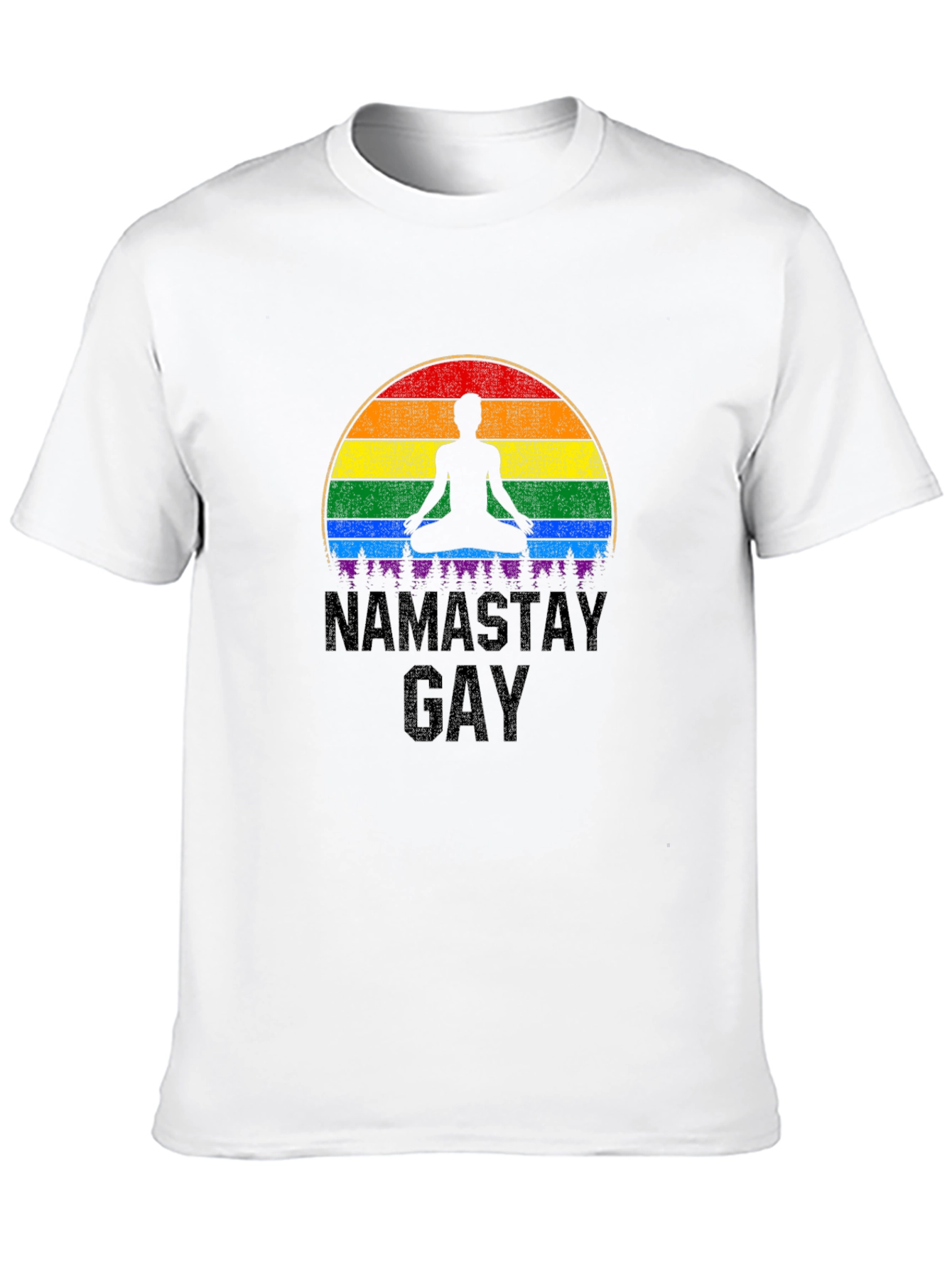 Black Namastay Gay T-Shirt: Pride Rainbow Yoga Tee view 10