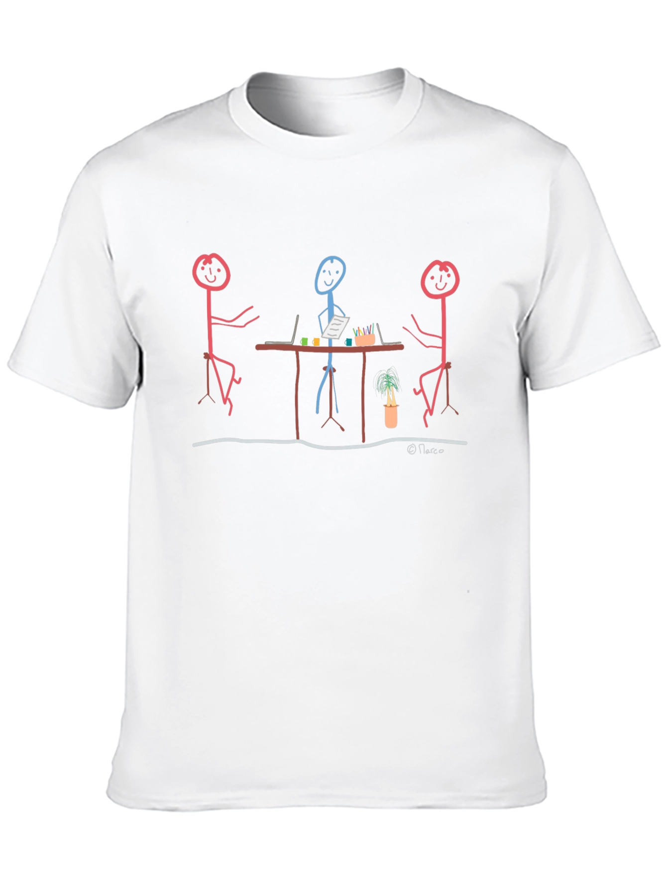 Black Stick Figure Meeting Graphic T-Shirt view 10