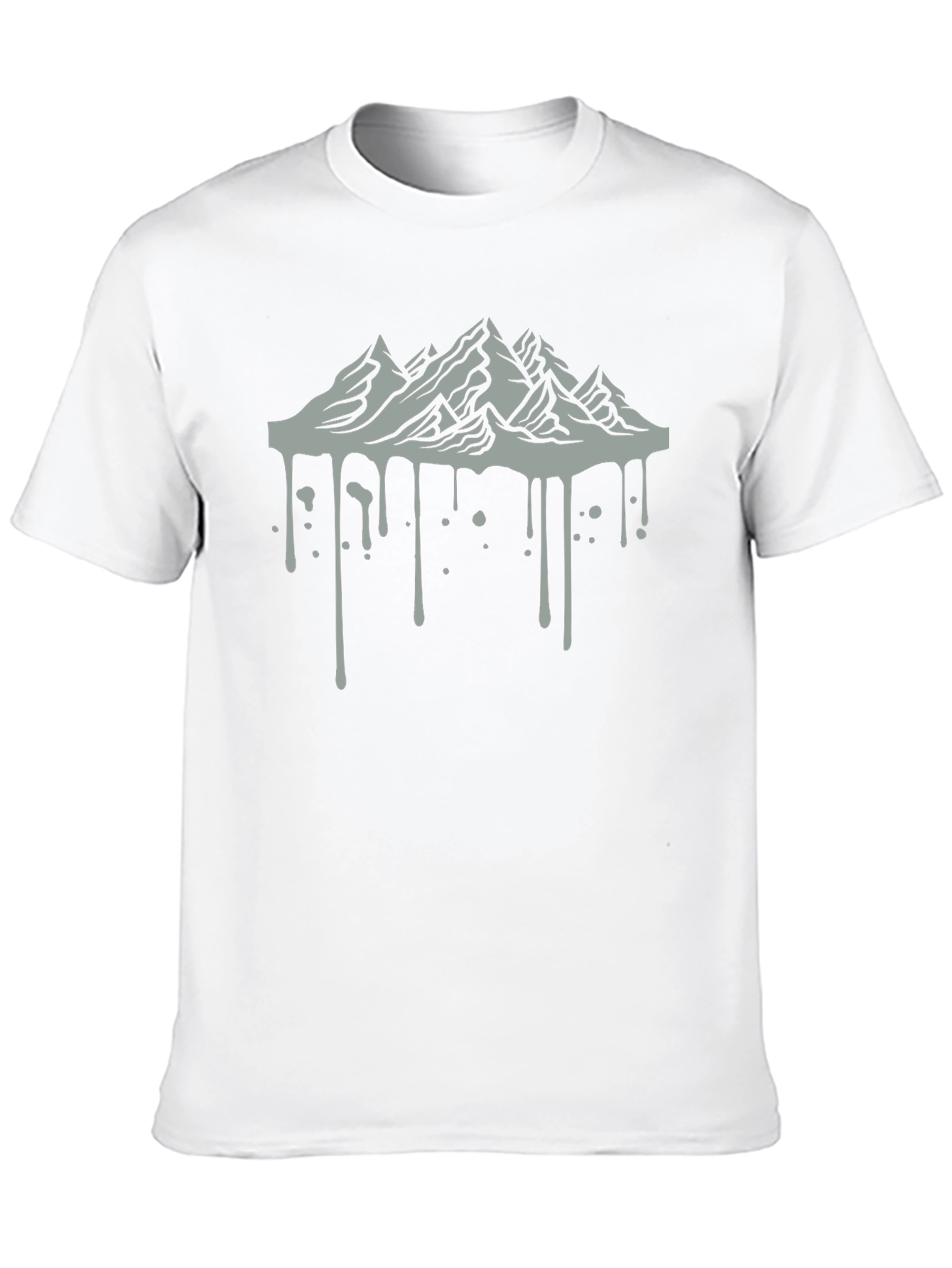 Black Men's Black Tee with Mountain Drip Design view 10