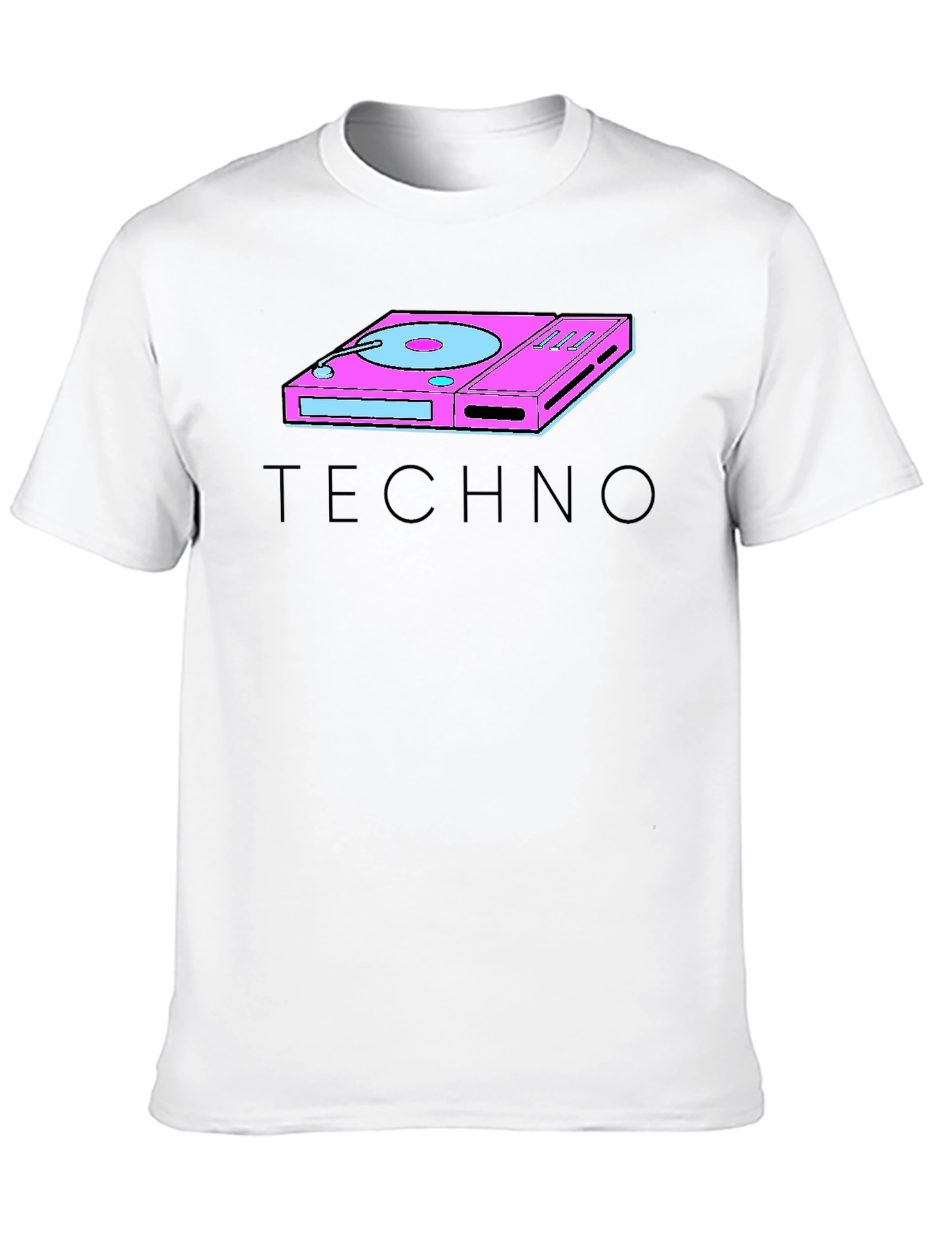 Black Retro Techno Turntable Graphic T-Shirt view 10