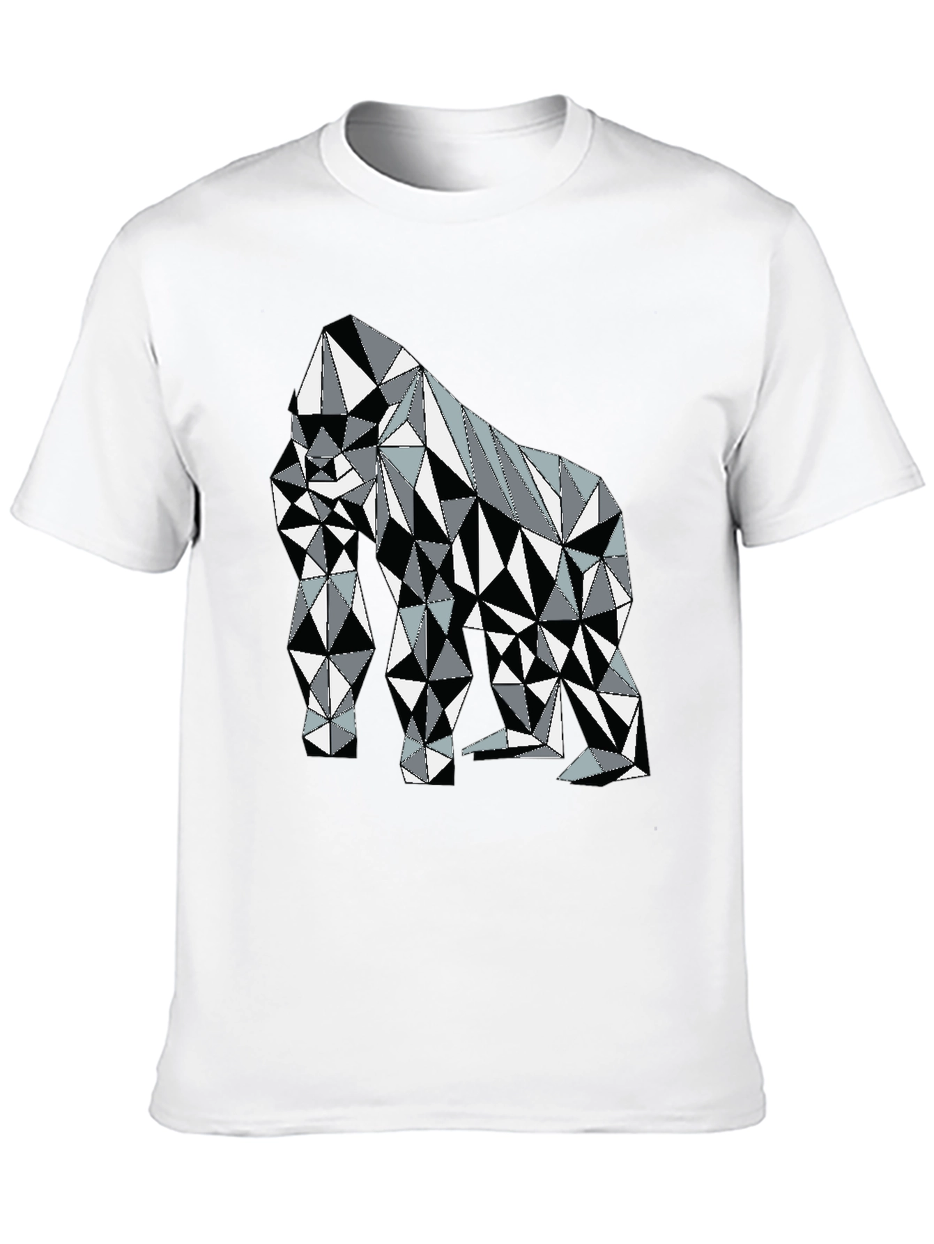 Black Geometric Gorilla Graphic Tee - Modern Animal Print Shirt view 10