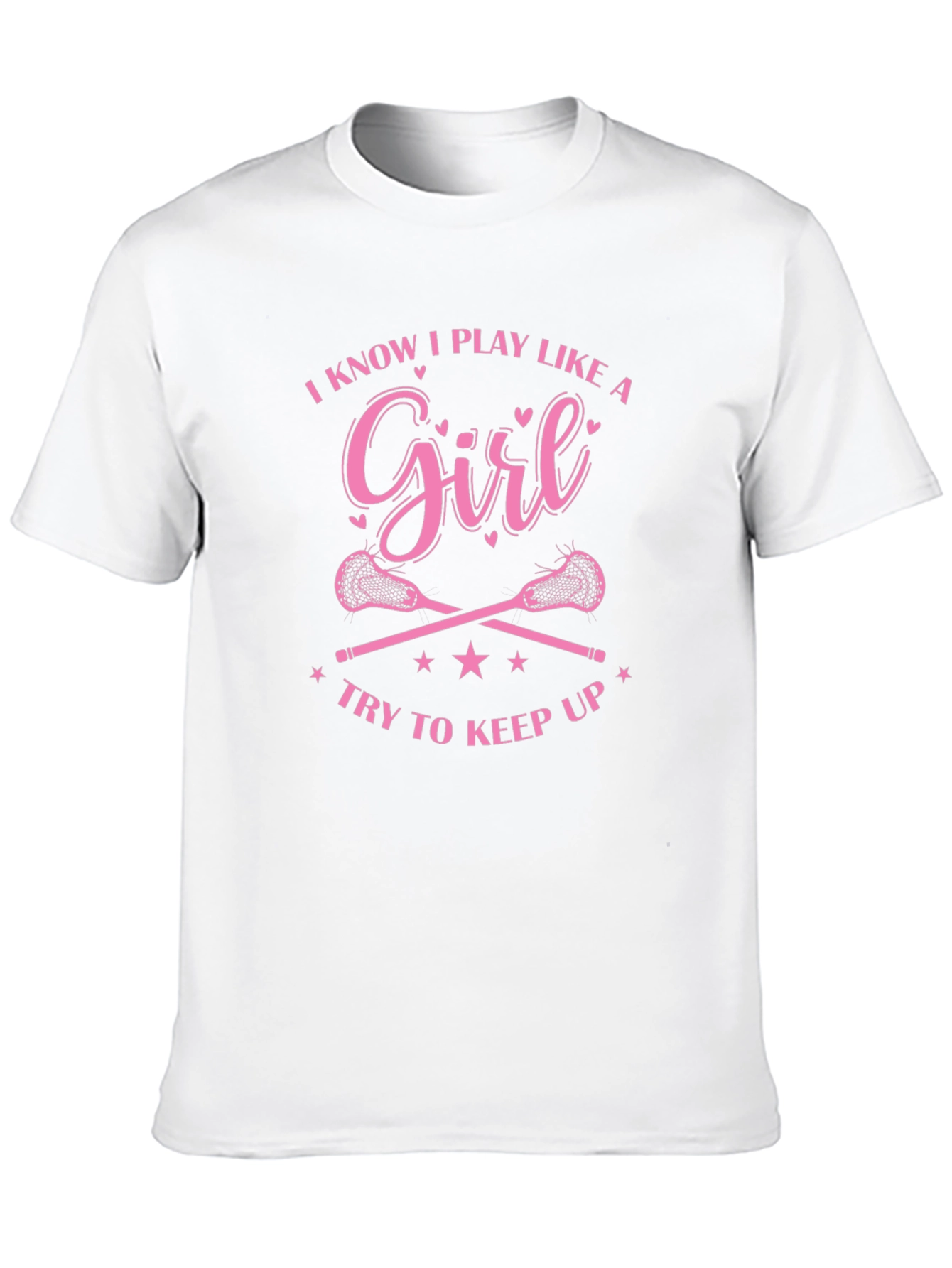Black Lacrosse Girl T-Shirt - Play Like A Girl Try To Keep Up view 10