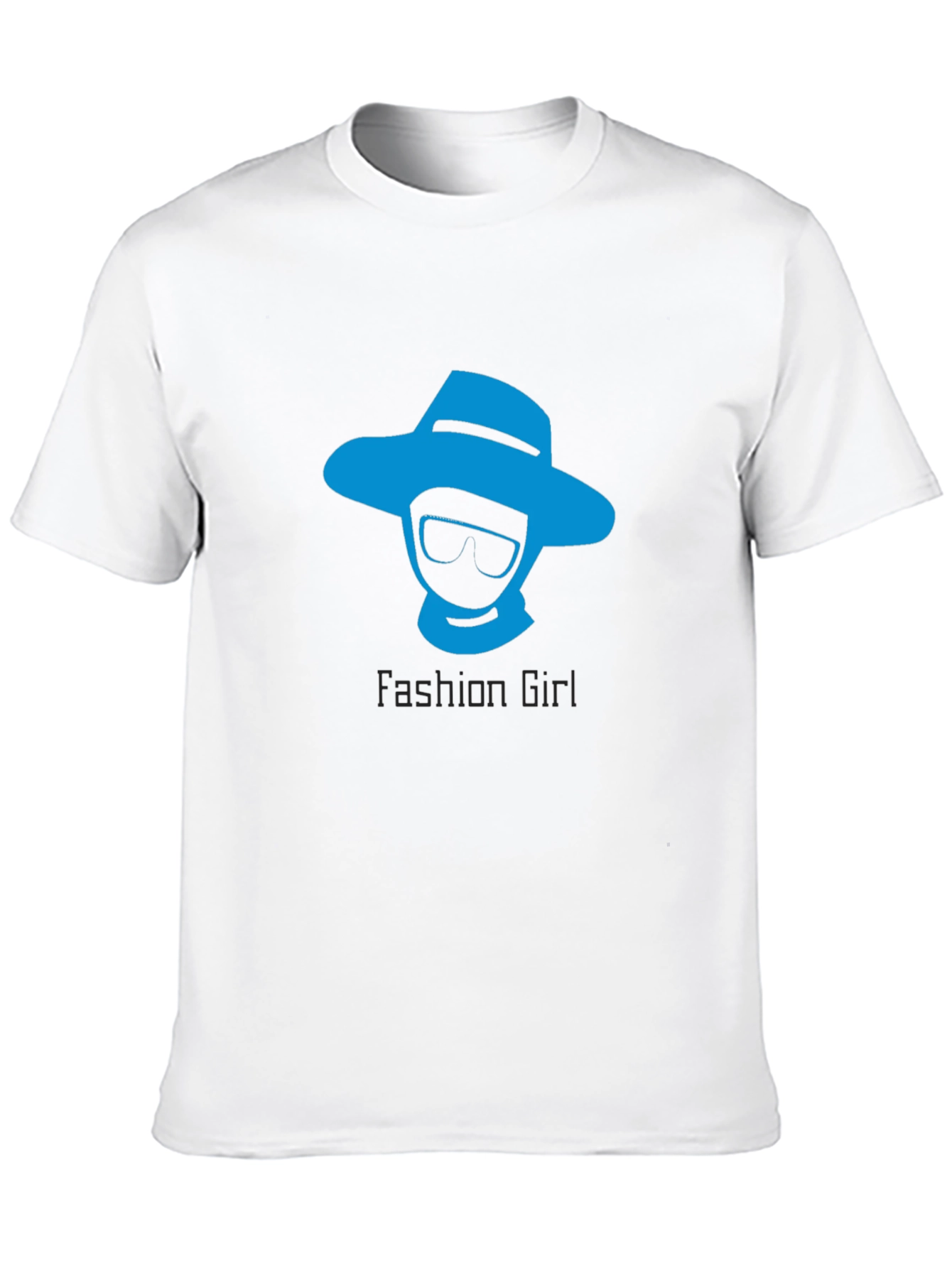 Black Cool Graphic Tee: "Fashion Girl" Design in Blue view 10