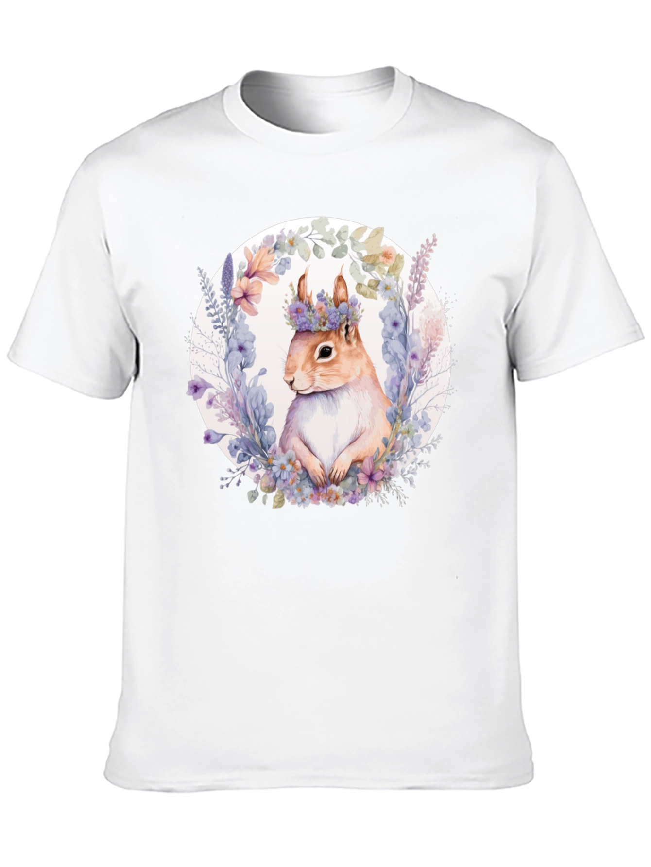 Black Squirrel Floral Wreath Black T-Shirt view 10