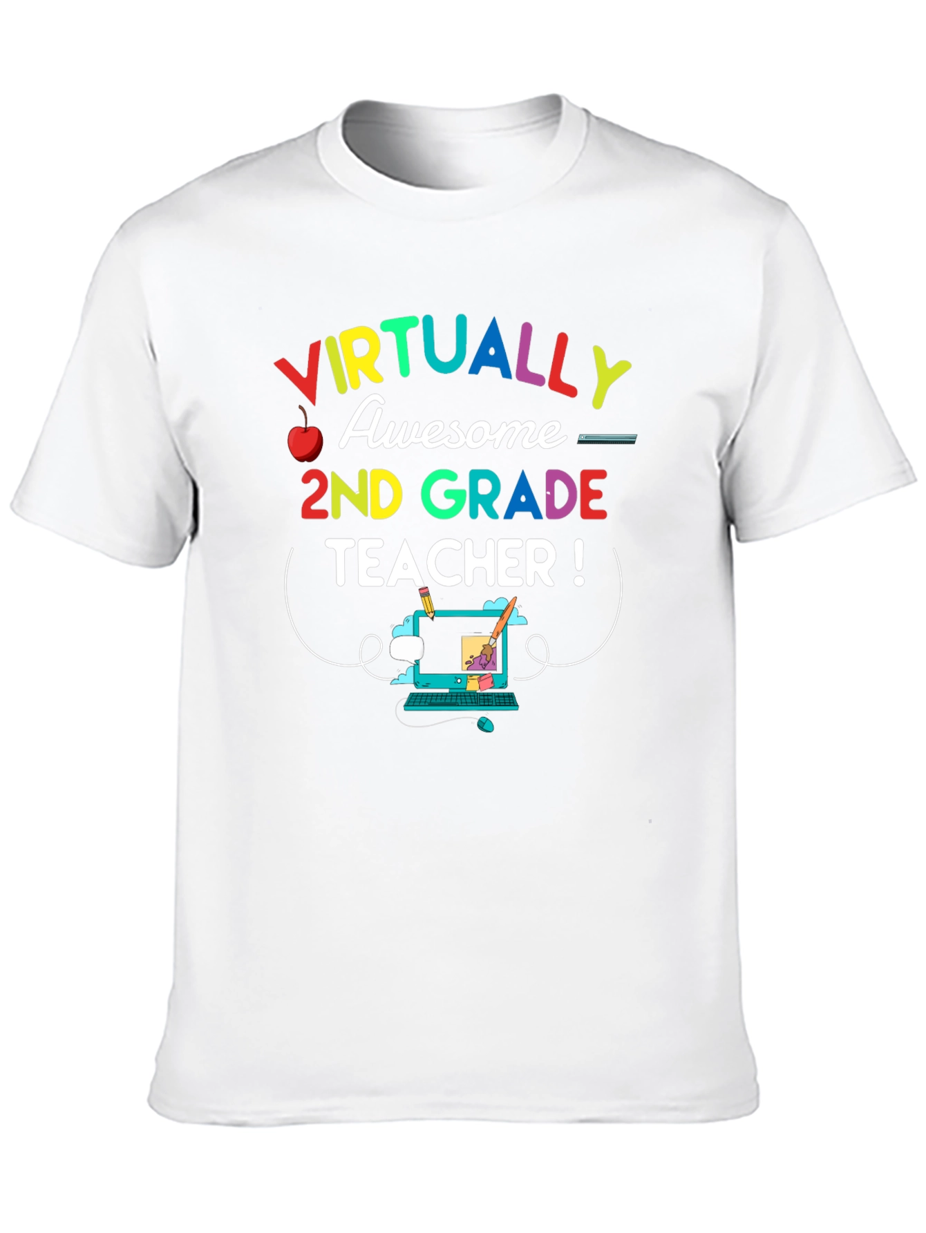 Black Virtually Awesome 2nd Grade Teacher T-Shirt view 10