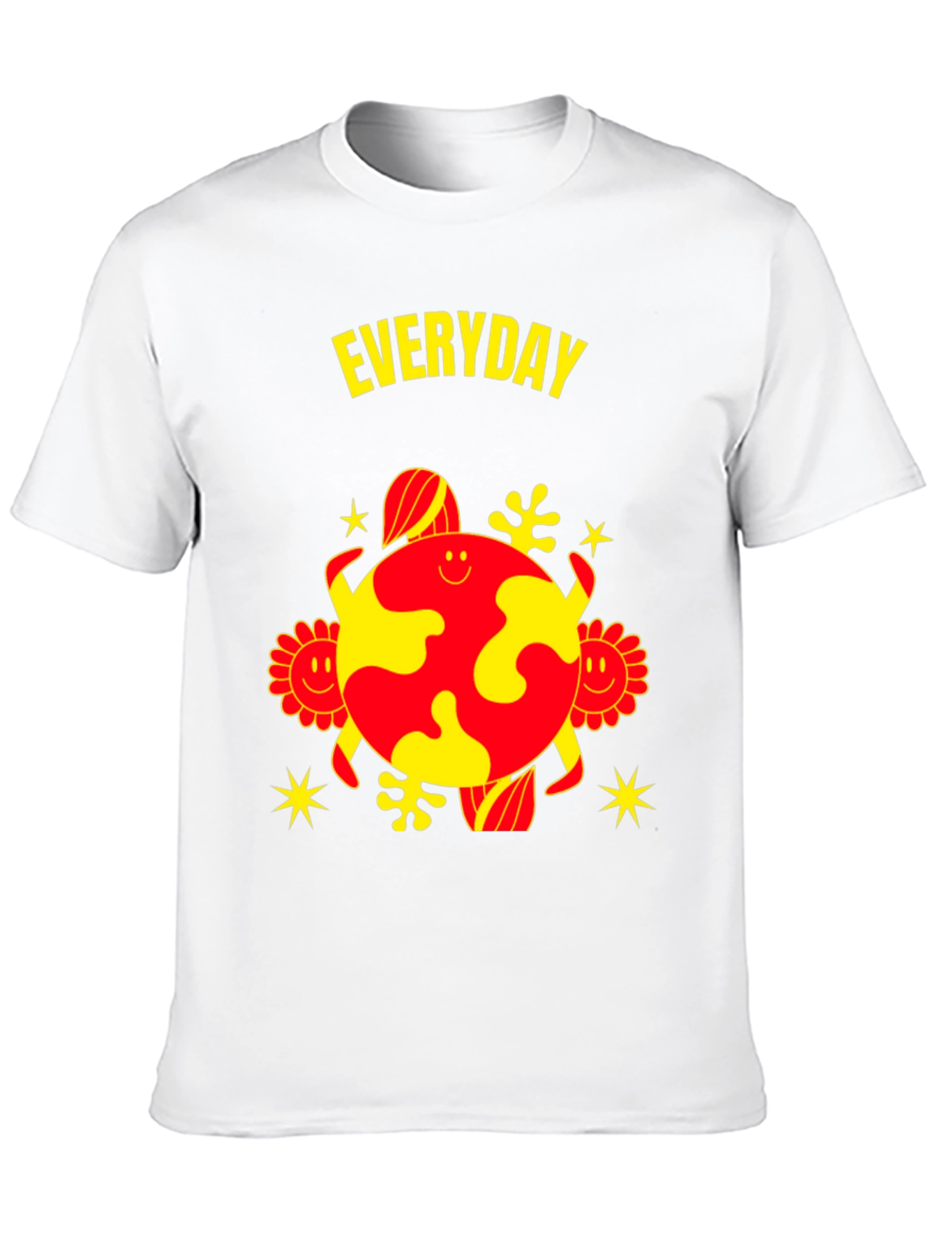 Black Everyday Graphic Tee - Unique Yellow & Red Design view 10