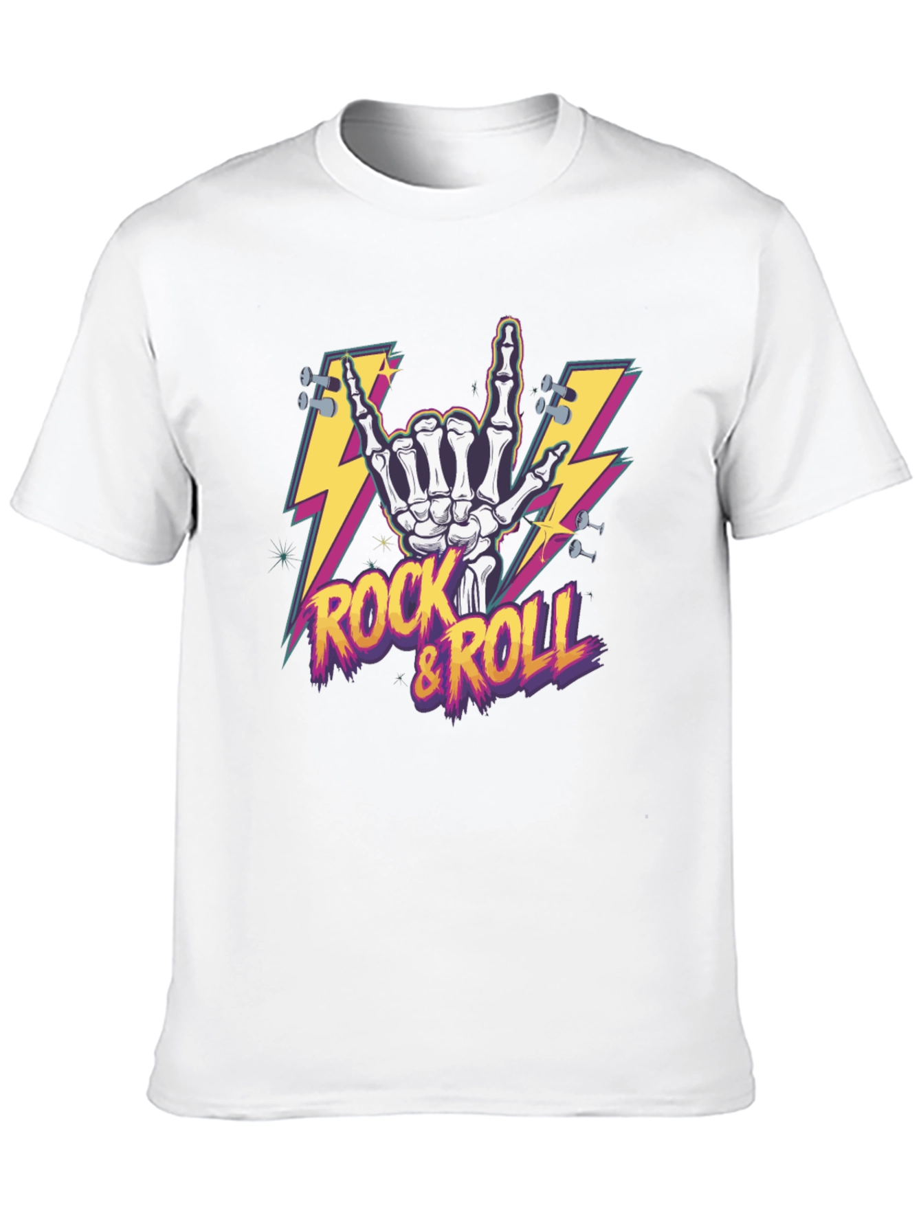 Black Rock & Roll Skeleton Hand Graphic T-Shirt view 10