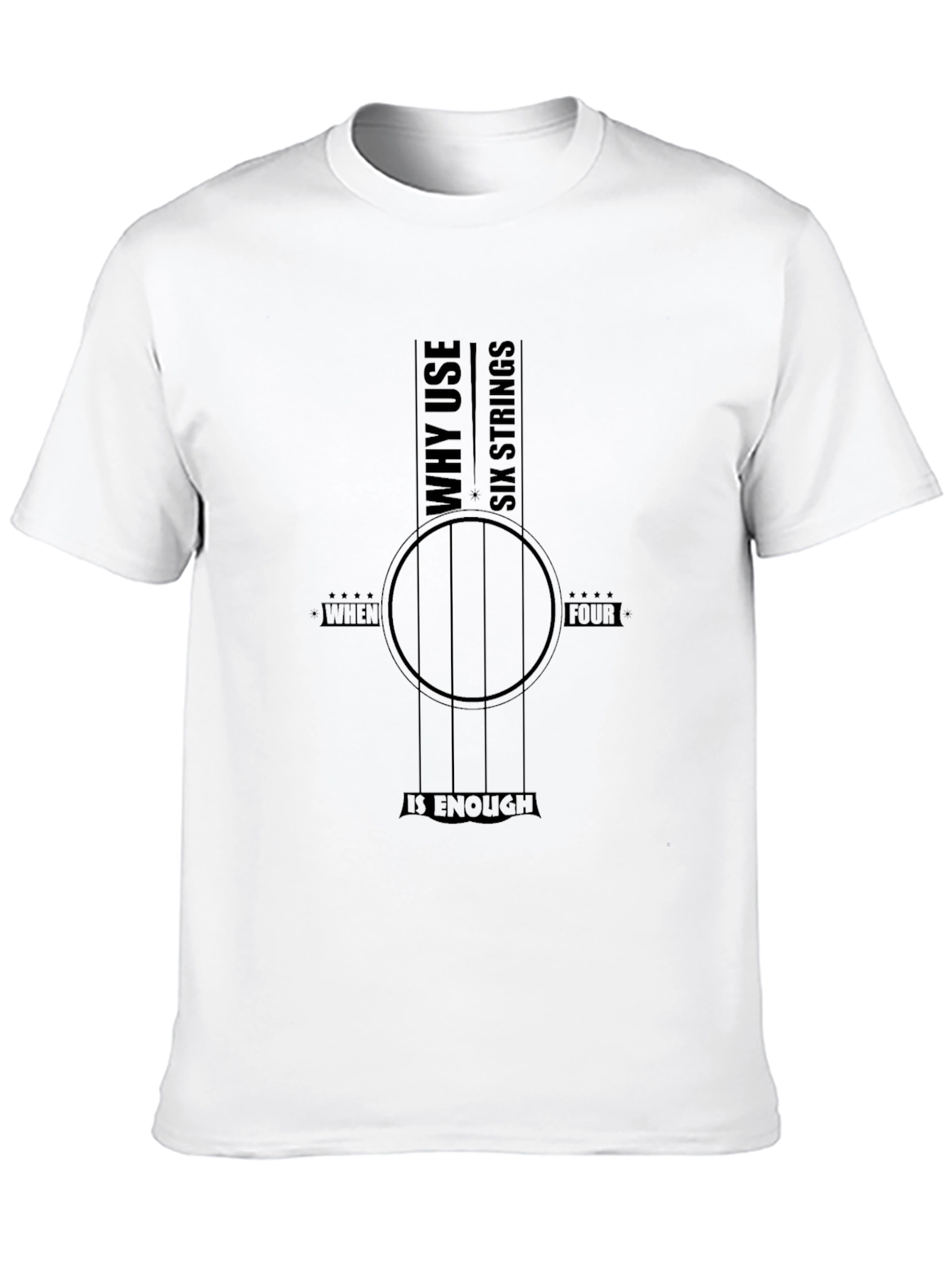 Black Why Use Six Strings T-Shirt - Funny Guitar Bass Tee view 10