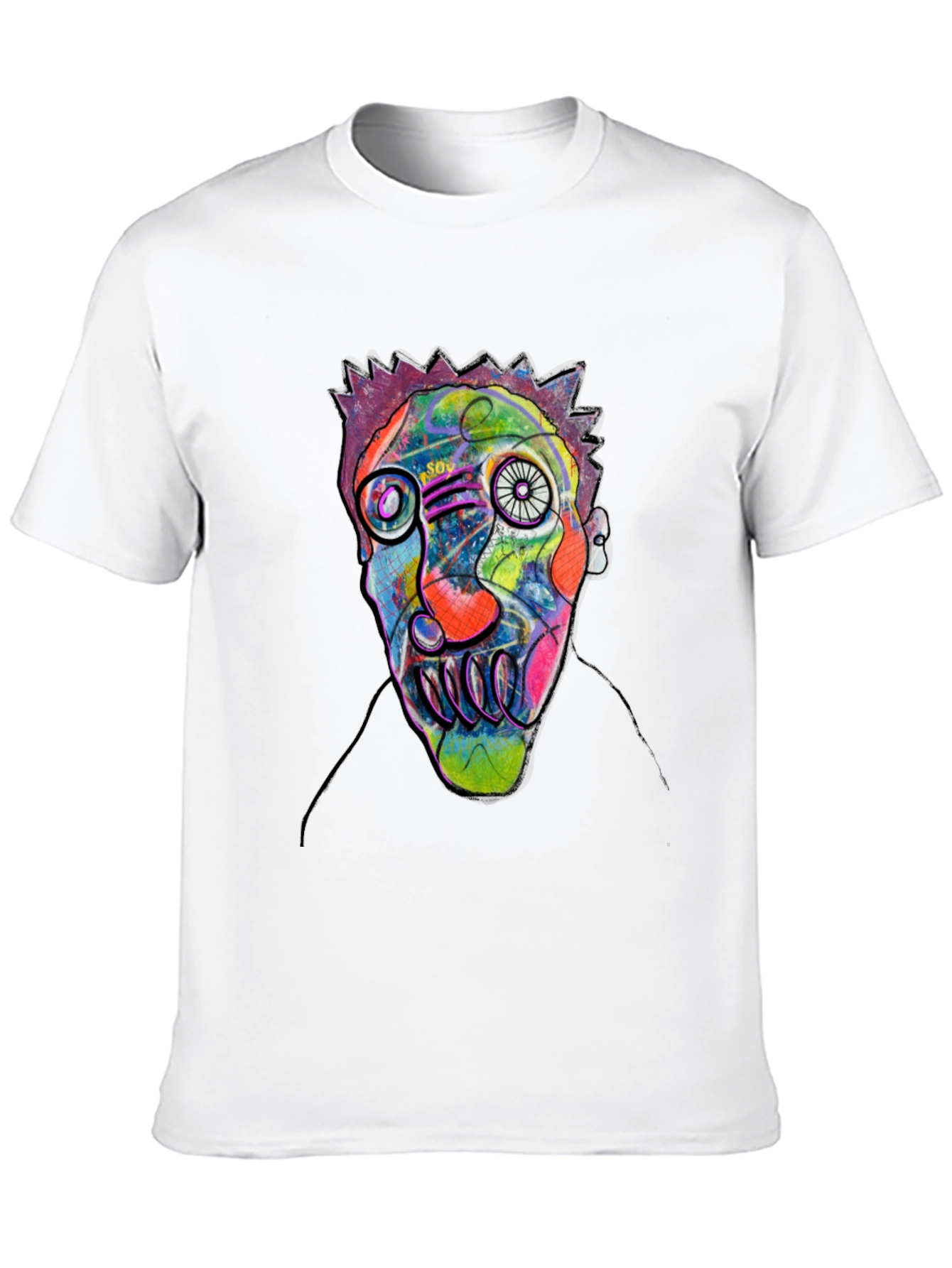 Black Abstract Face Art Black T-Shirt view 10