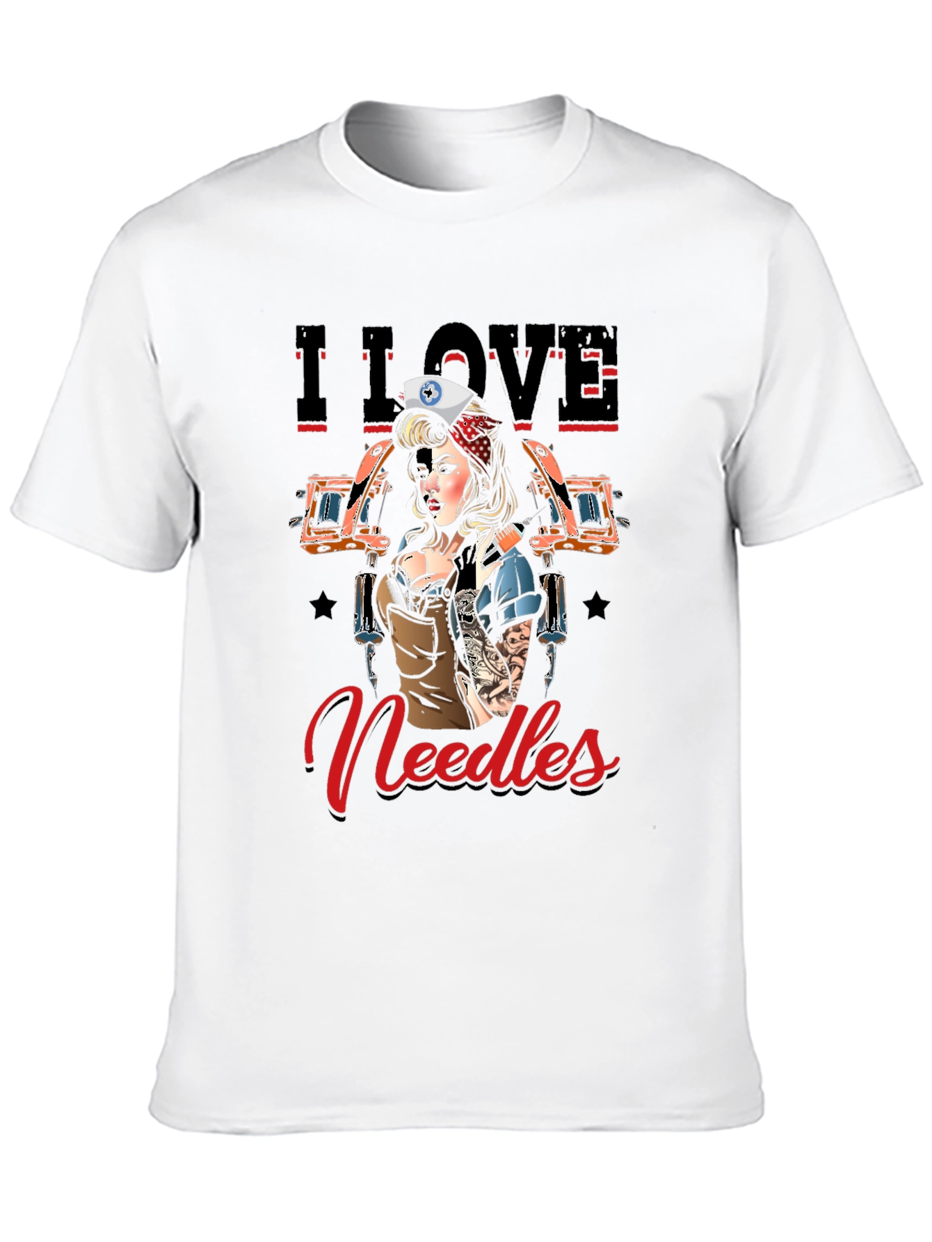 Black I Love Needles Tattoo Artist T-Shirt view 10