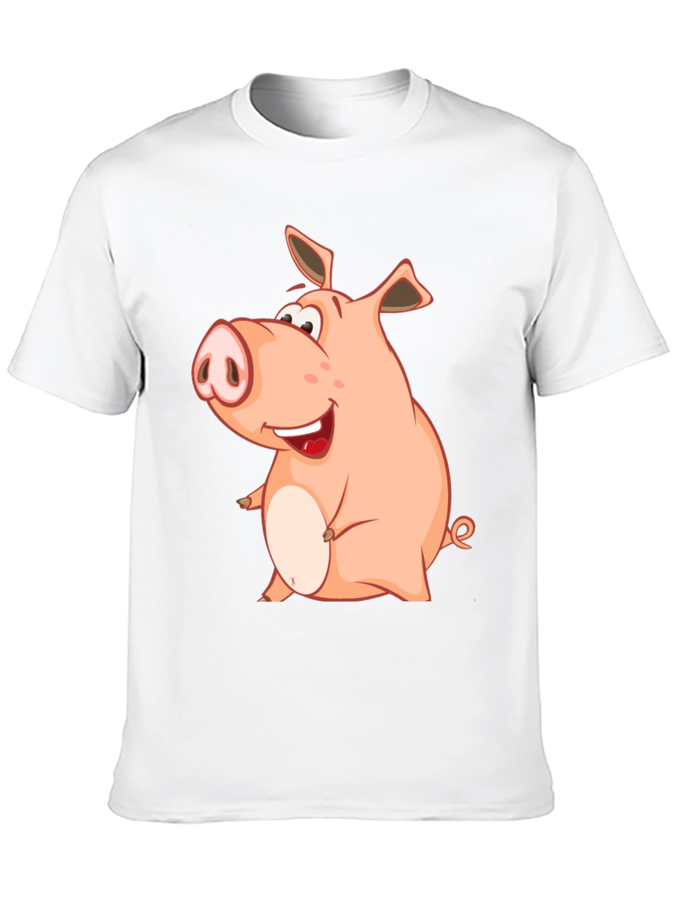 Black Funny Pig Cartoon Graphic Tee - Black Cotton Shirt view 10