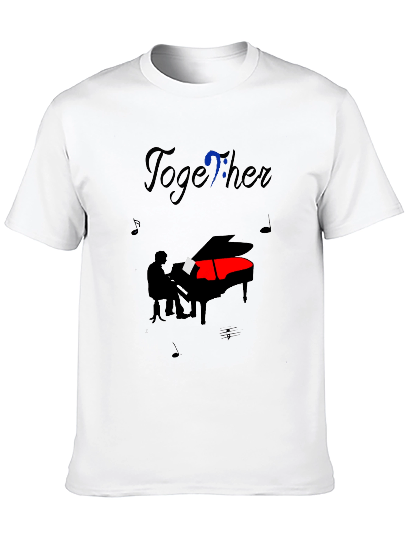 Black Musical Harmony Tee: Piano & Together Design view 10