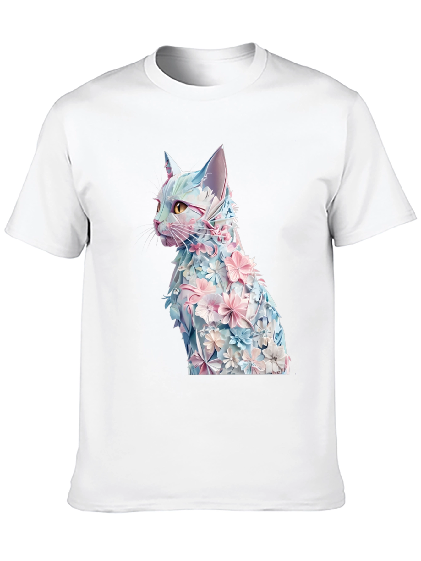 Black Floral Cat Graphic Tee - Stylish Black T-Shirt view 10
