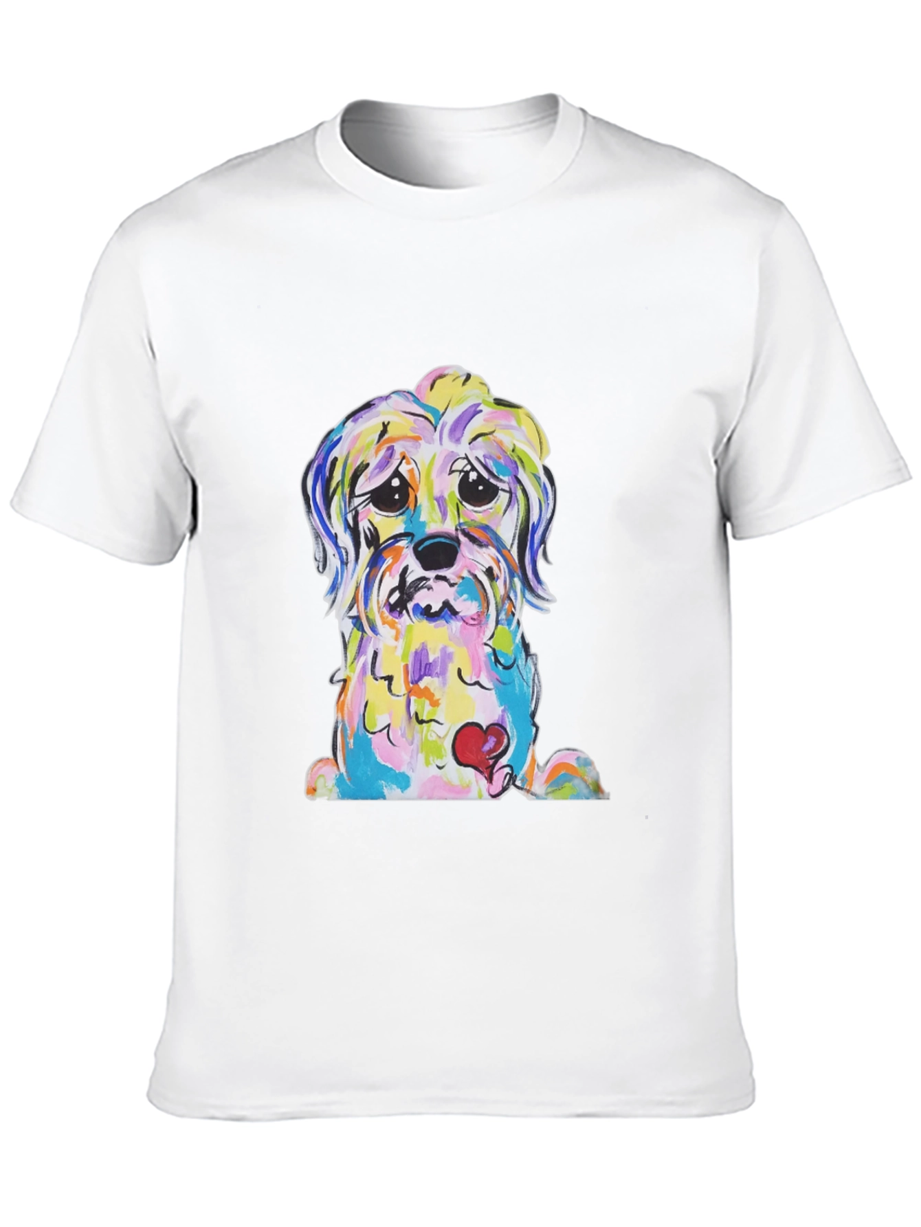 Black Dog With Heart Colorful Graphic T-Shirt view 10