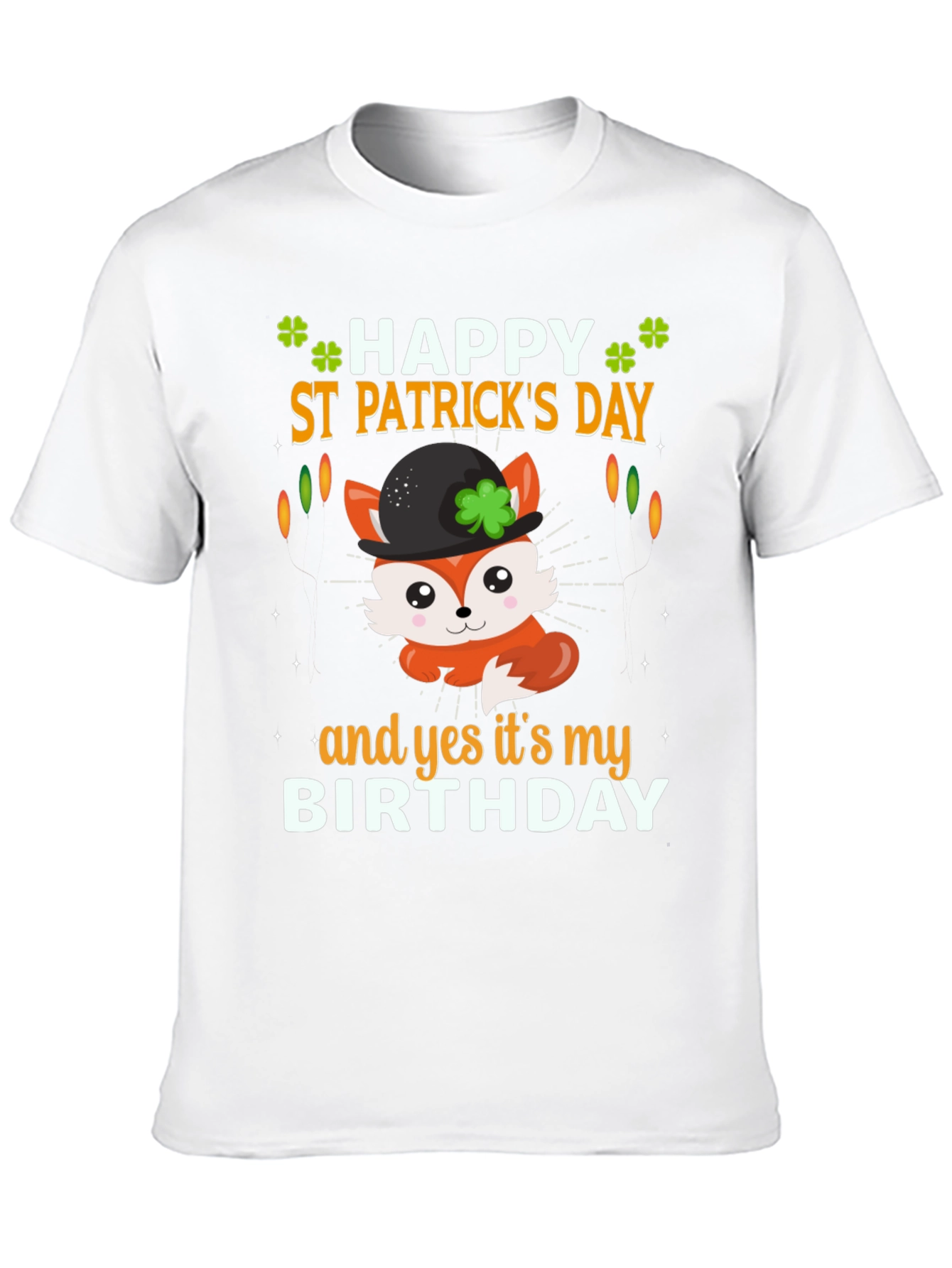 Black St. Patrick's Day Birthday Fox T-Shirt view 10