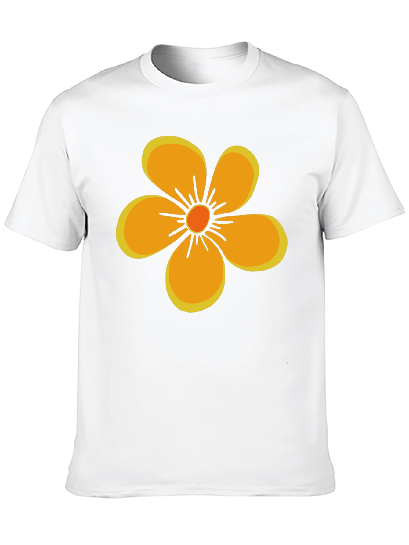 Black Black T-Shirt with Orange Flower Graphic view 10