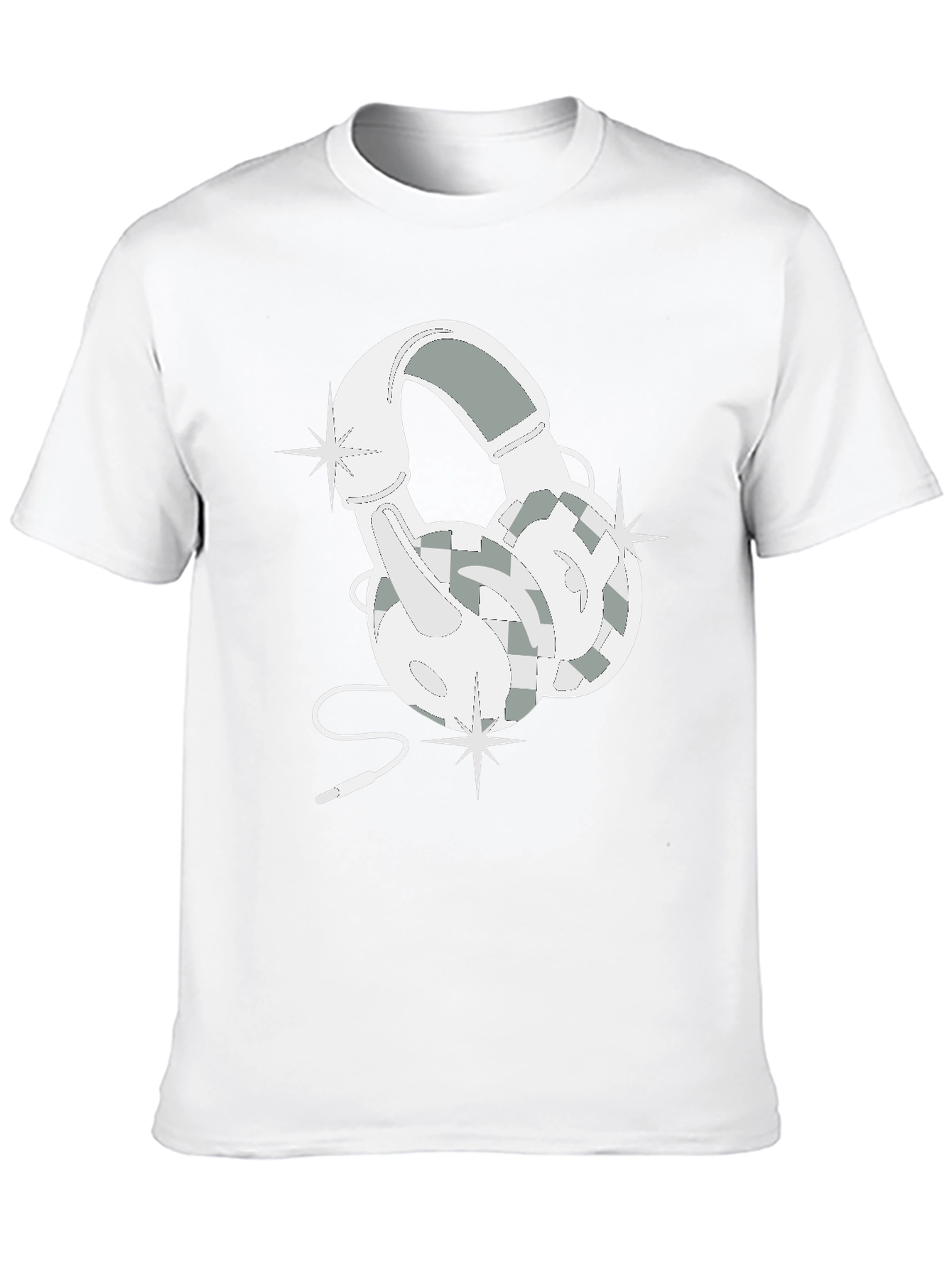 Black Stylish Headphones Graphic T-Shirt view 10
