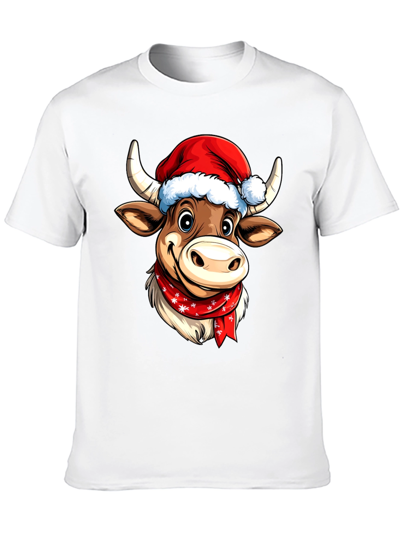 Black Festive Cartoon Cow T-Shirt view 10