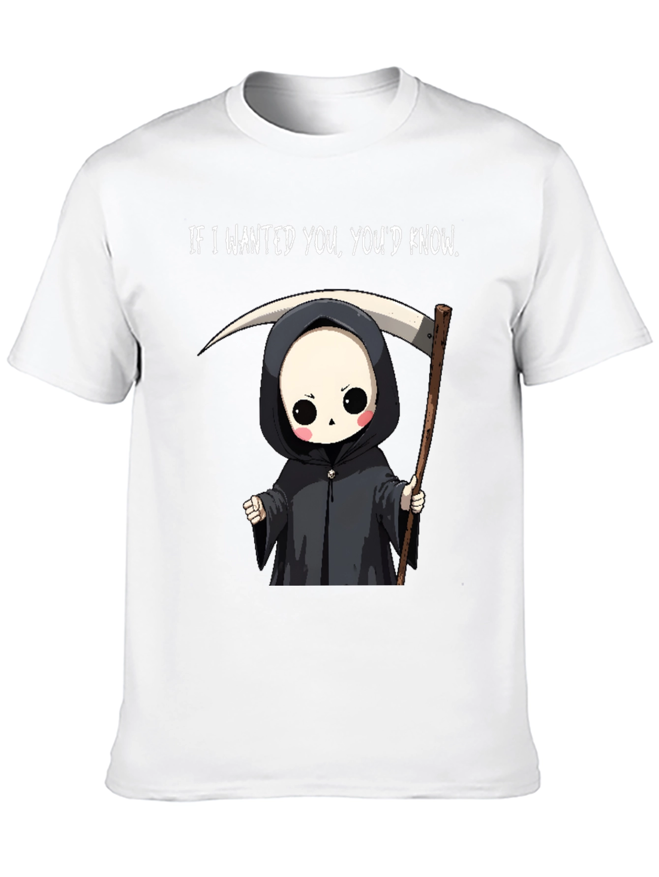 Black Grim Reaper Cartoon Graphic Tee - "If I Wanted You, You'd Know" view 10
