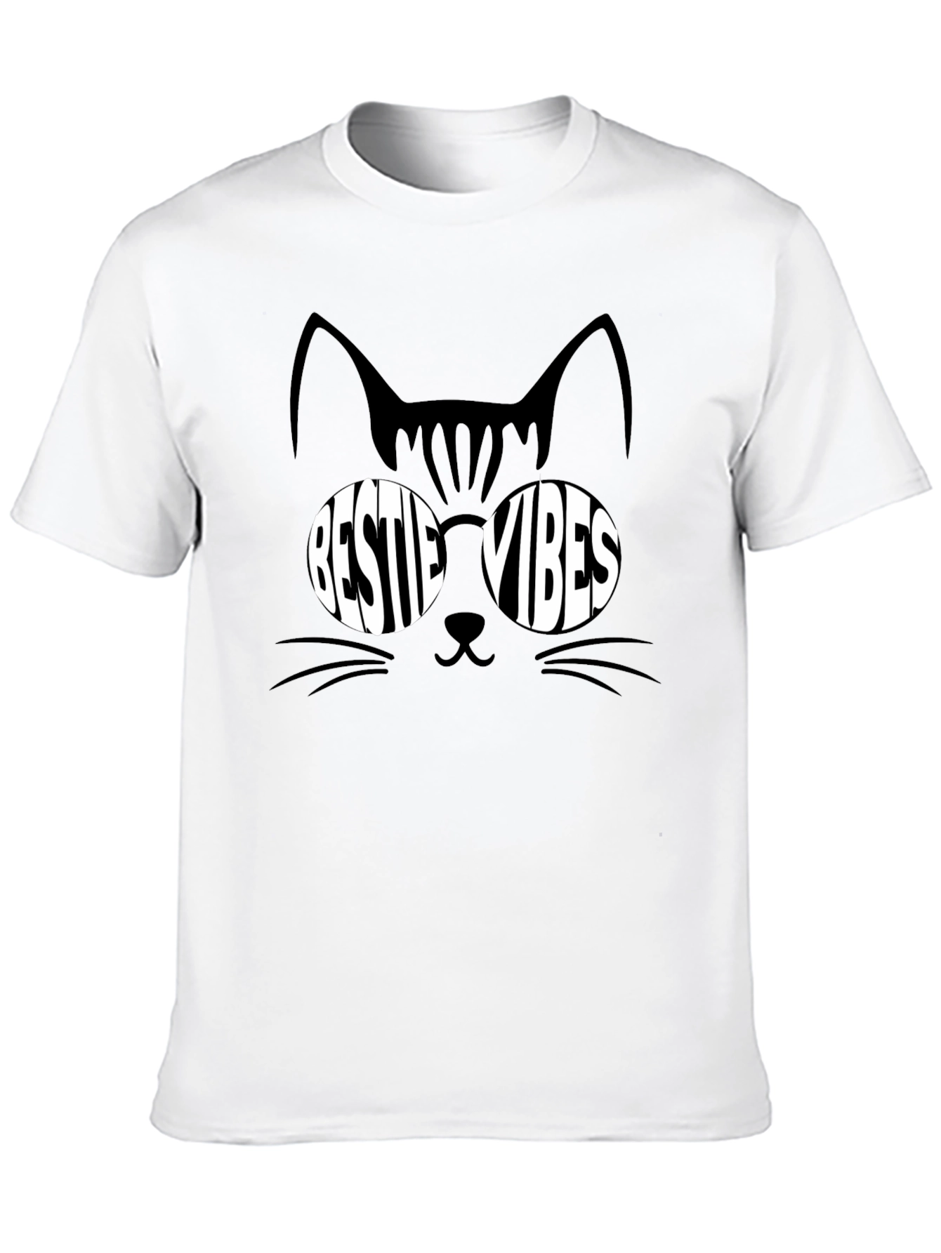 Black Cool Cat Bestie Vibes Black T-Shirt view 10