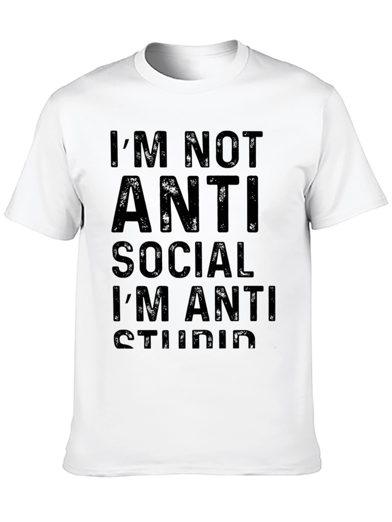 Black Anti Stupid T-Shirt - Black, Funny Slogan Tee view 10