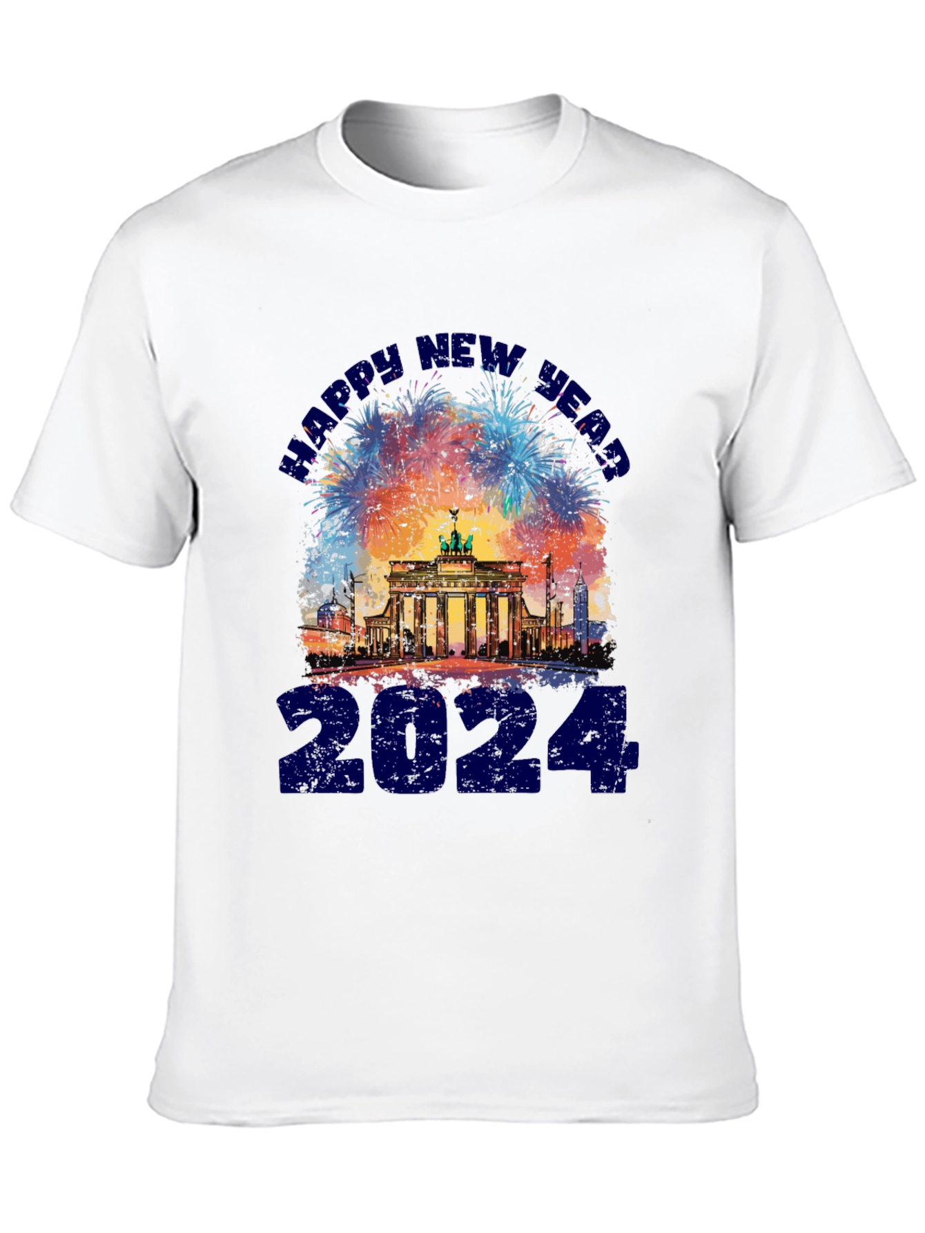 Black Happy New Year 2024 Berlin Fireworks T-Shirt view 10