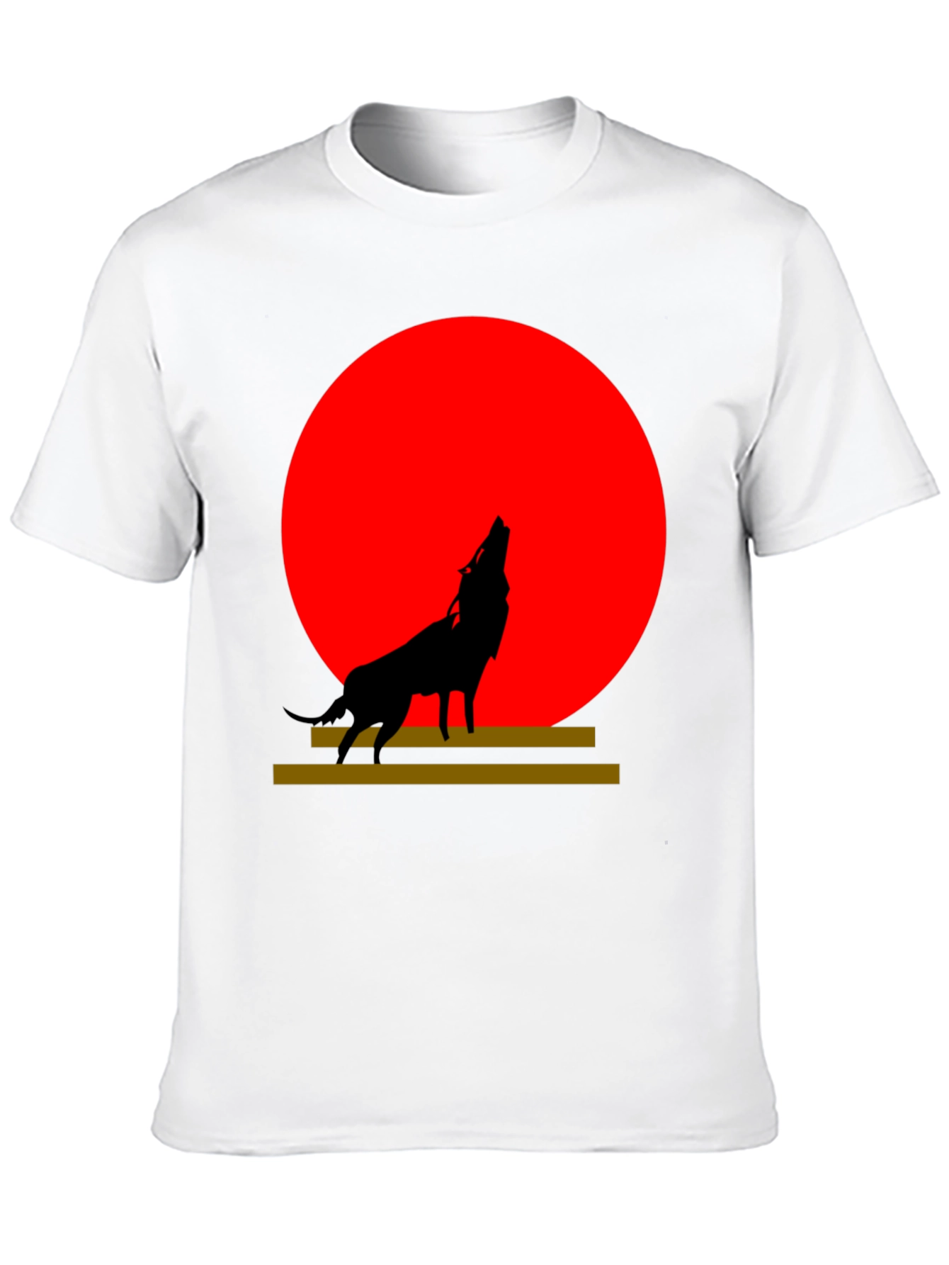 Black Wolf Silhouette Graphic Tee - Red Moon Design view 10