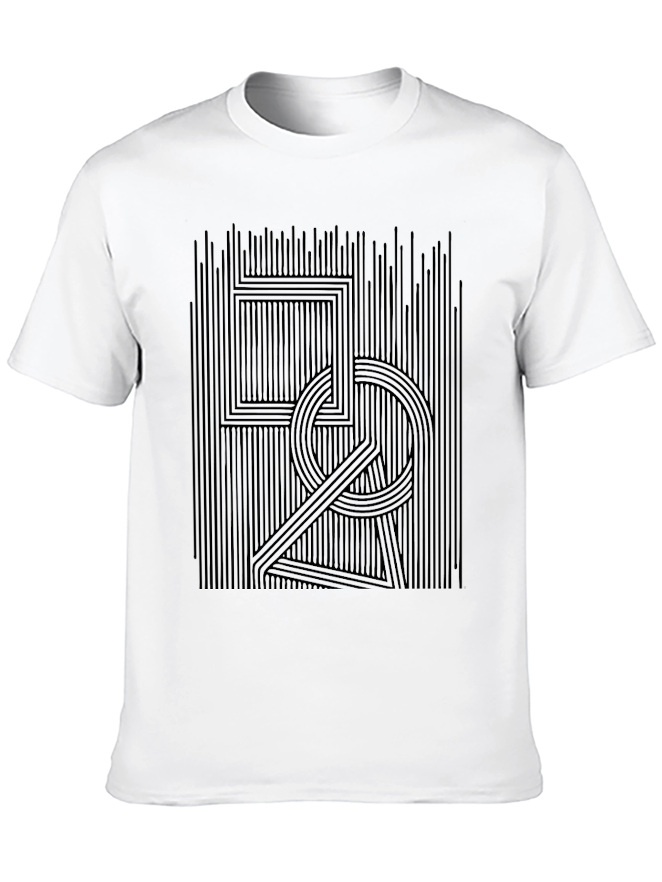 Black Abstract Line Art Black Graphic Tee view 10