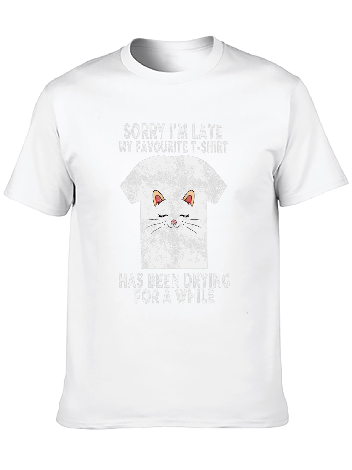 Black Funny Cat T-Shirt - Sorry I'm Late Graphic Tee view 10