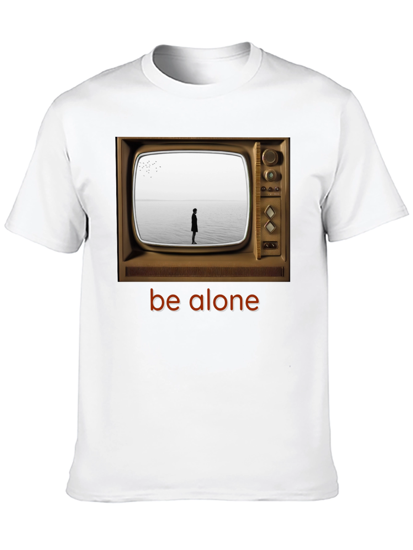 Black Retro TV Graphic Tee - Be Alone Comfort Fit view 10
