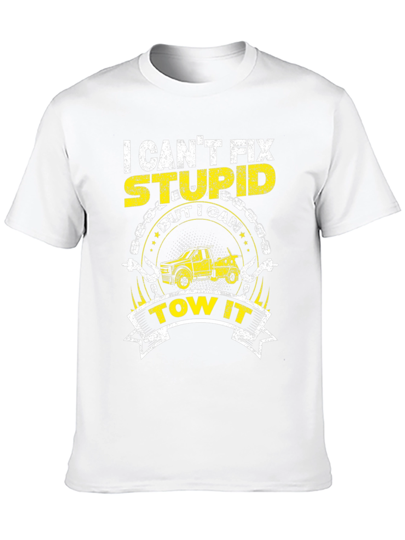 Black I Can't Fix Stupid Funny Tow Trucker T-Shirt view 10