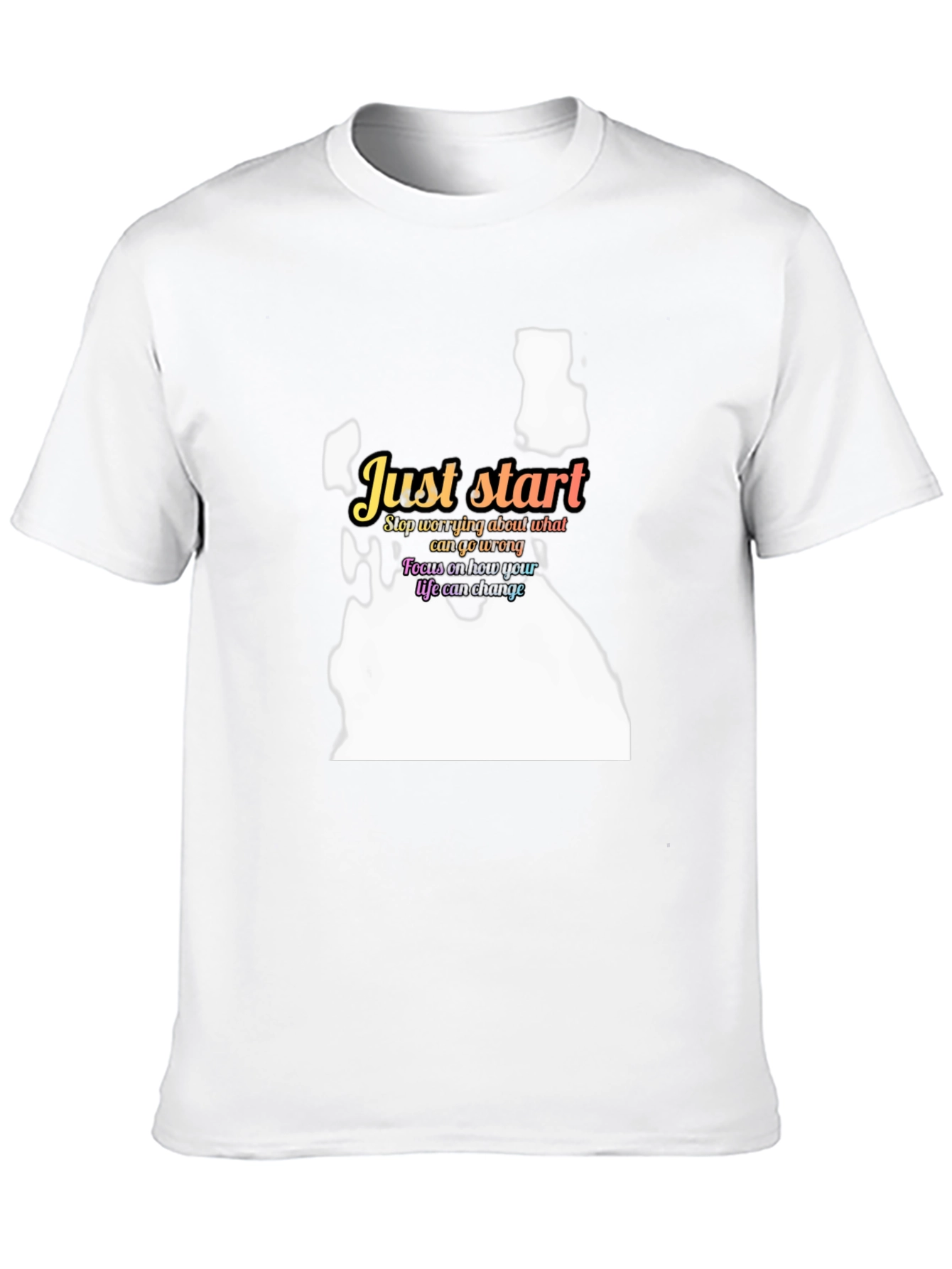 Black Just Start Motivational Black T-Shirt view 10