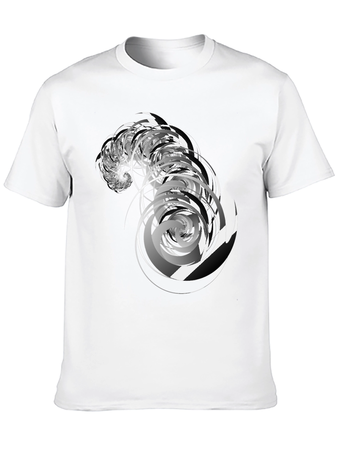 Black Abstract Swirl Graphic Black T-Shirt view 10