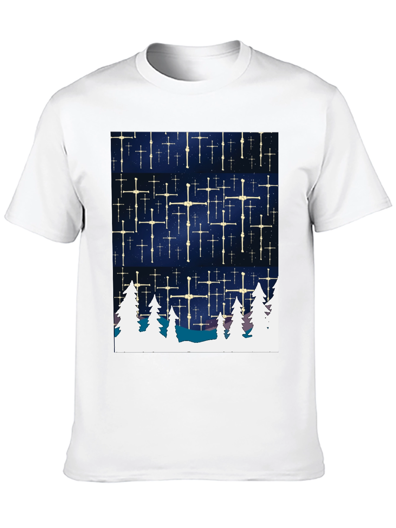 Black Winter Stars Tee - Unique Graphic T-Shirt view 10