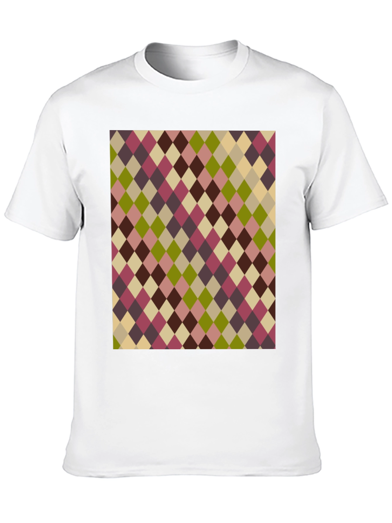 Black Retro Argyle Pattern Black T-Shirt view 10