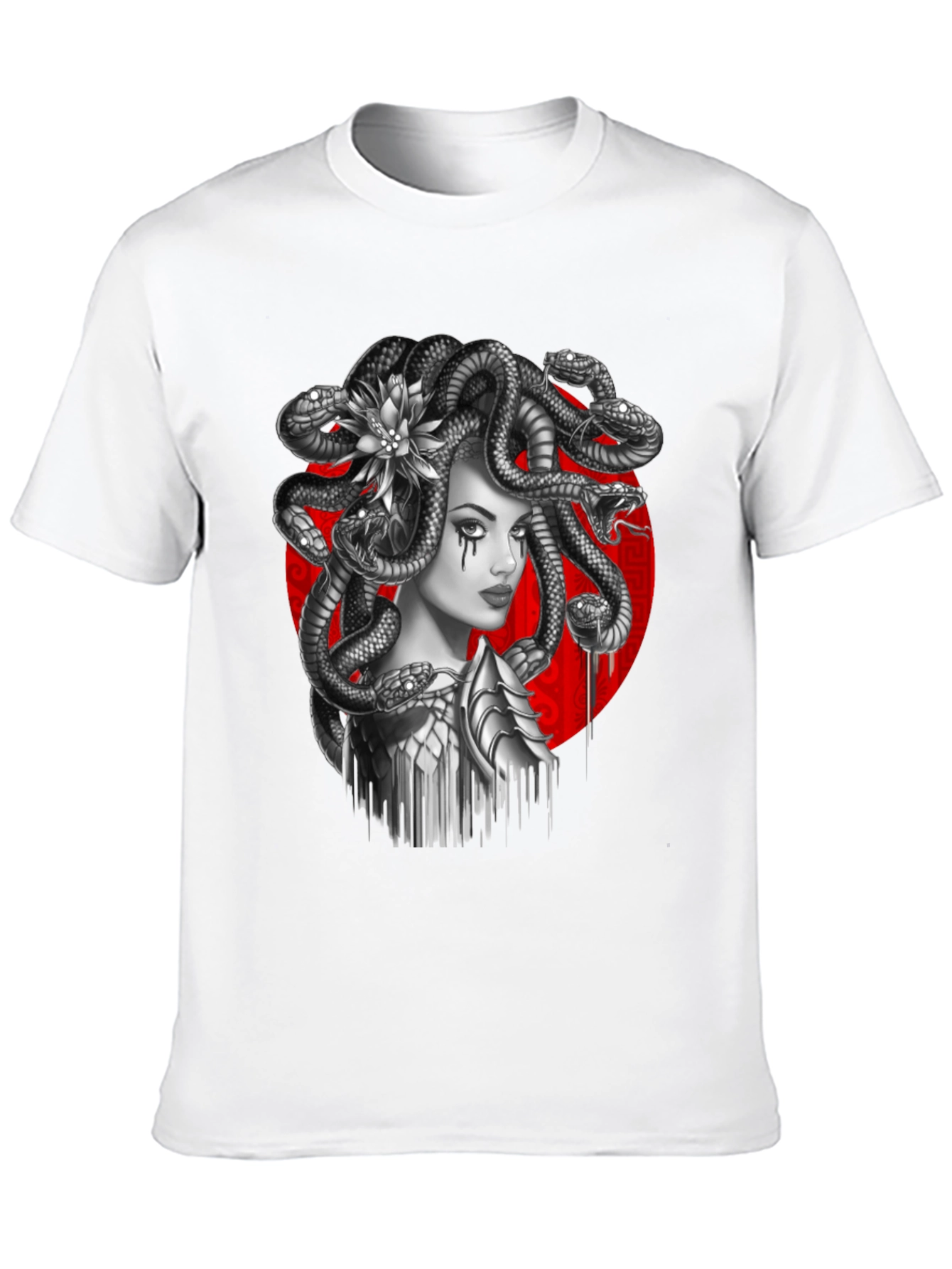 Black Medusa Graphic Tee - Mythical Serpent Head T-Shirt view 10