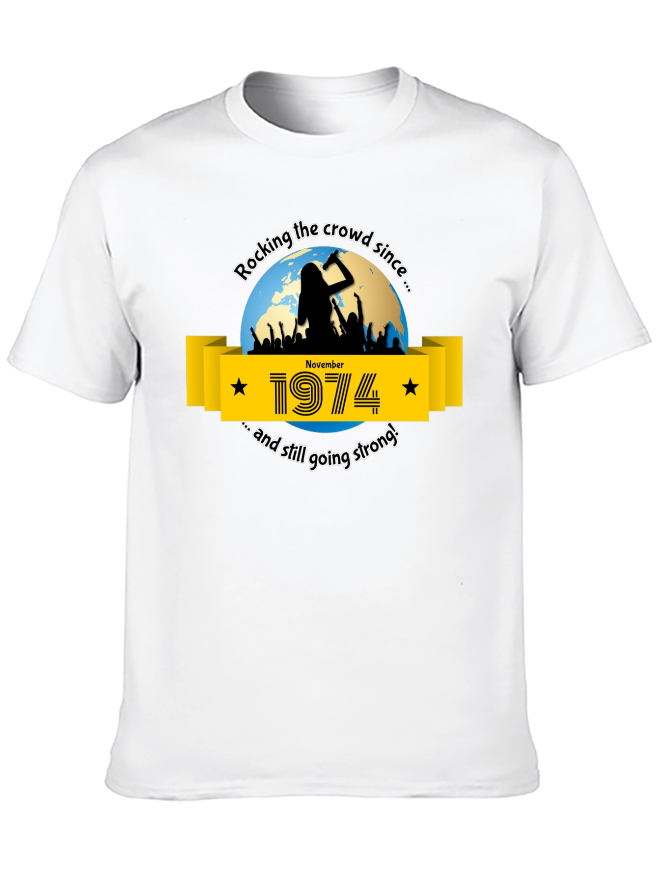 Black Rocking the Crowd Since 1974 T-Shirt view 10