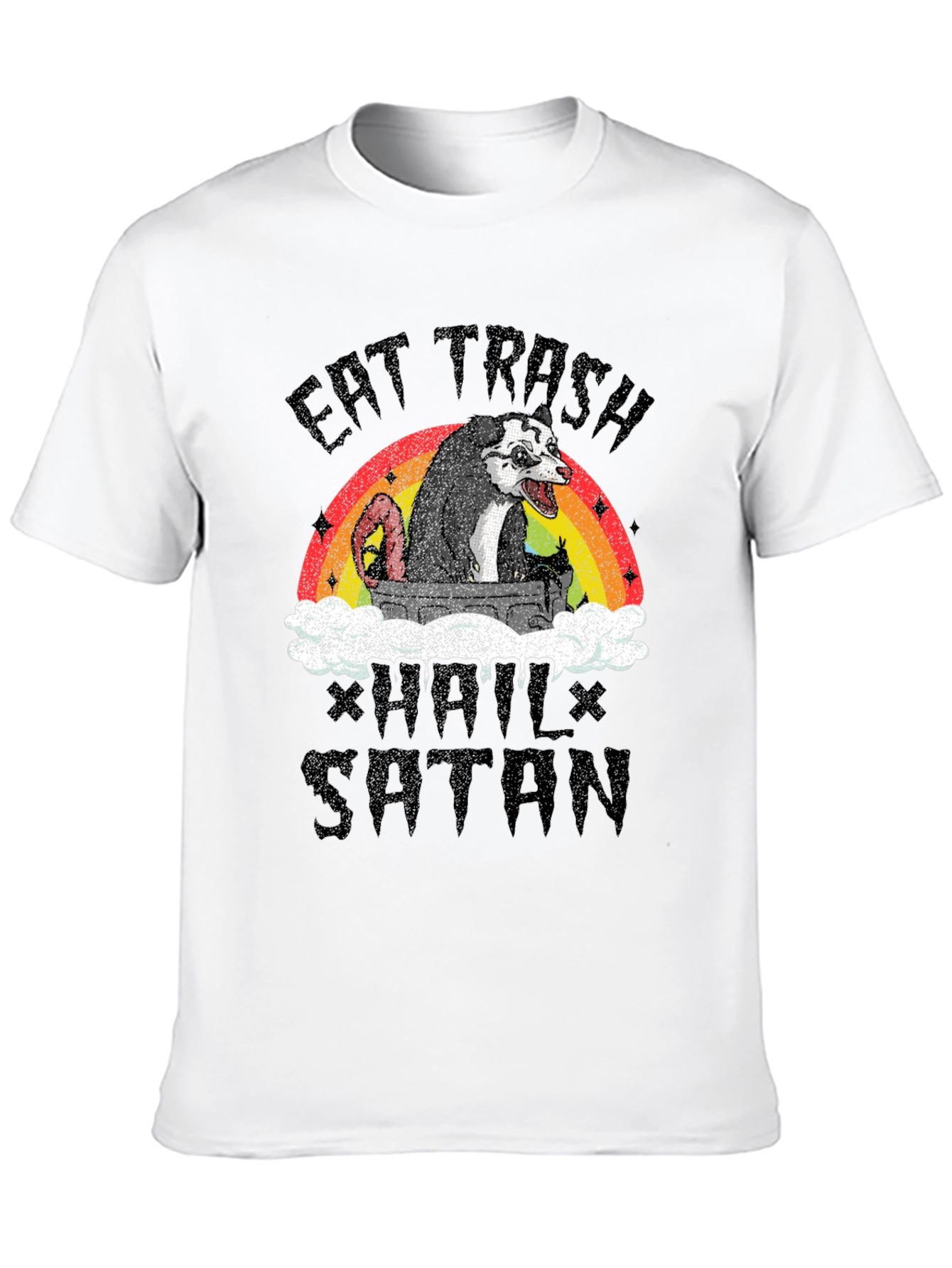 Black Eat Trash Hail Satan Opossum T-Shirt view 10