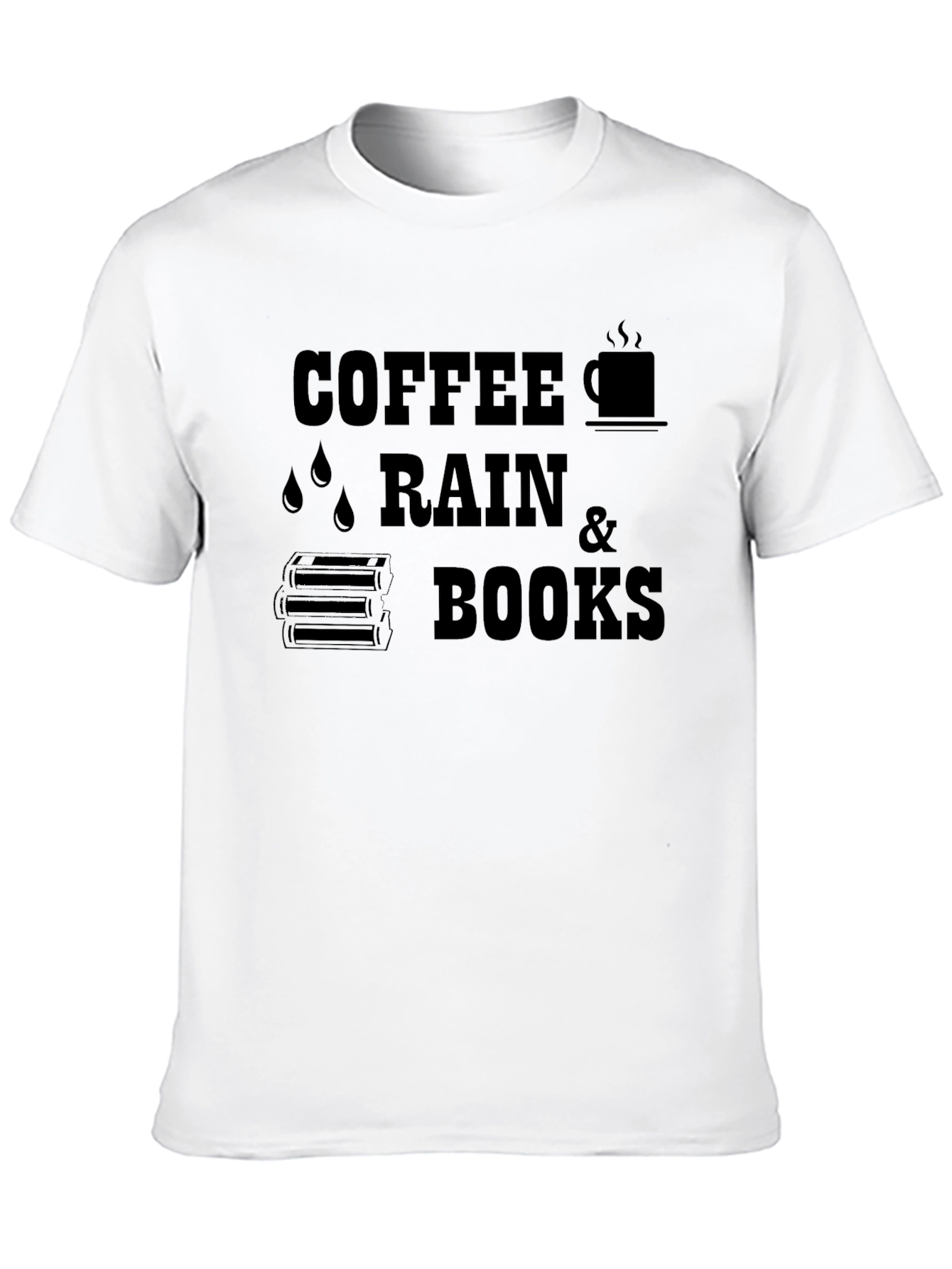 Black Coffee Rain and Books Black T-Shirt view 10