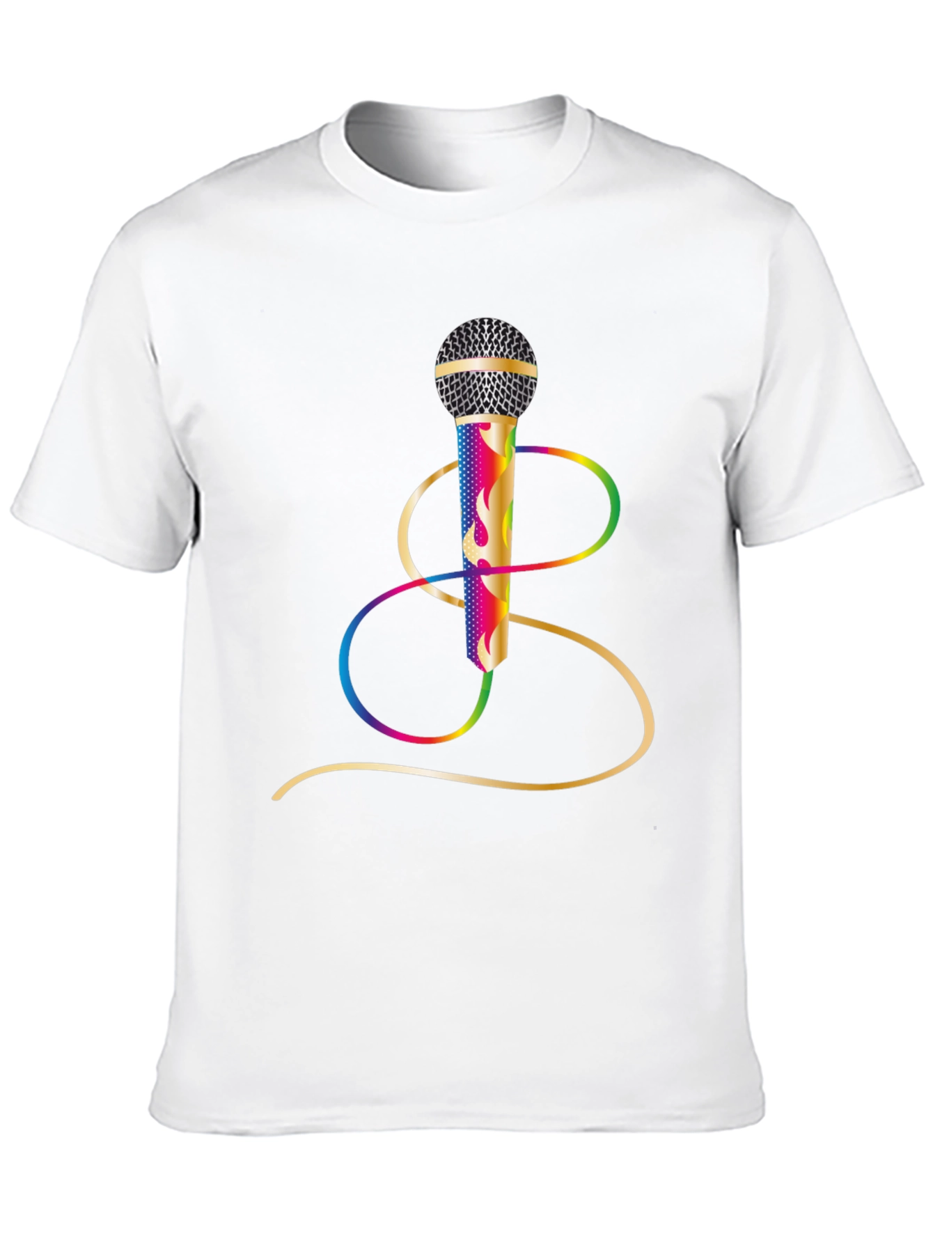 Black Vibrant Microphone Graphic Tee - Black Cotton Blend view 10