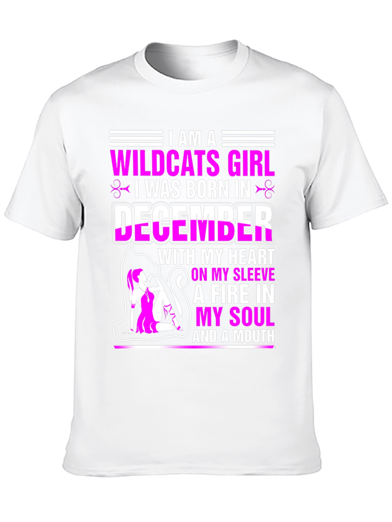 Black Wildcats Girl December Birthday T-Shirt view 10