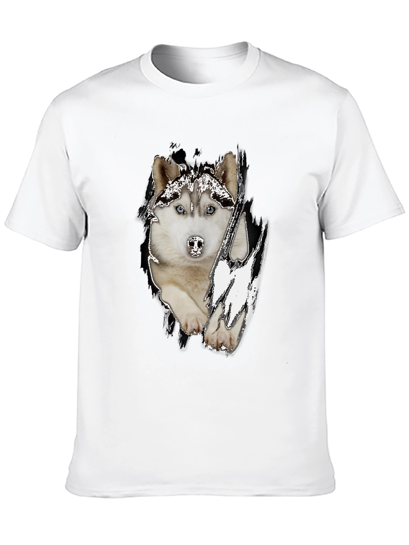 Black Husky Dog Graphic Black T-Shirt for Men view 10