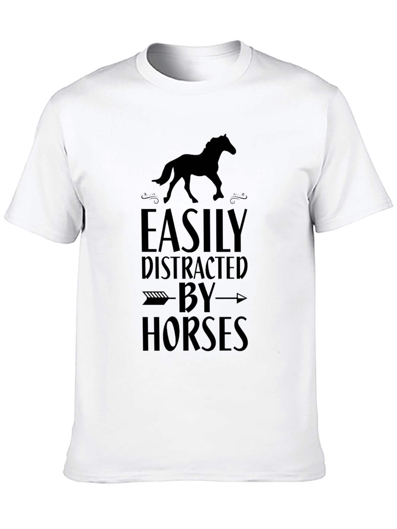Black Easily Distracted by Horses Graphic Tee view 10