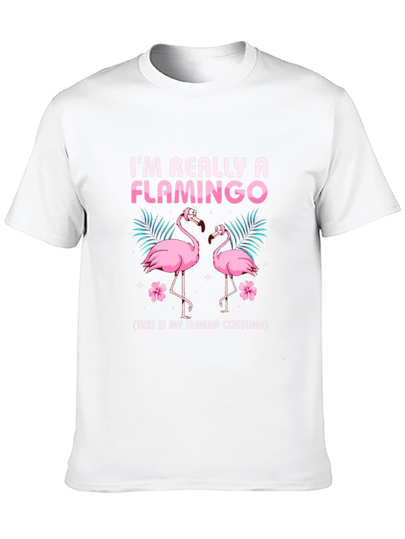 Black Funny Flamingo Human Costume Graphic T-Shirt view 10