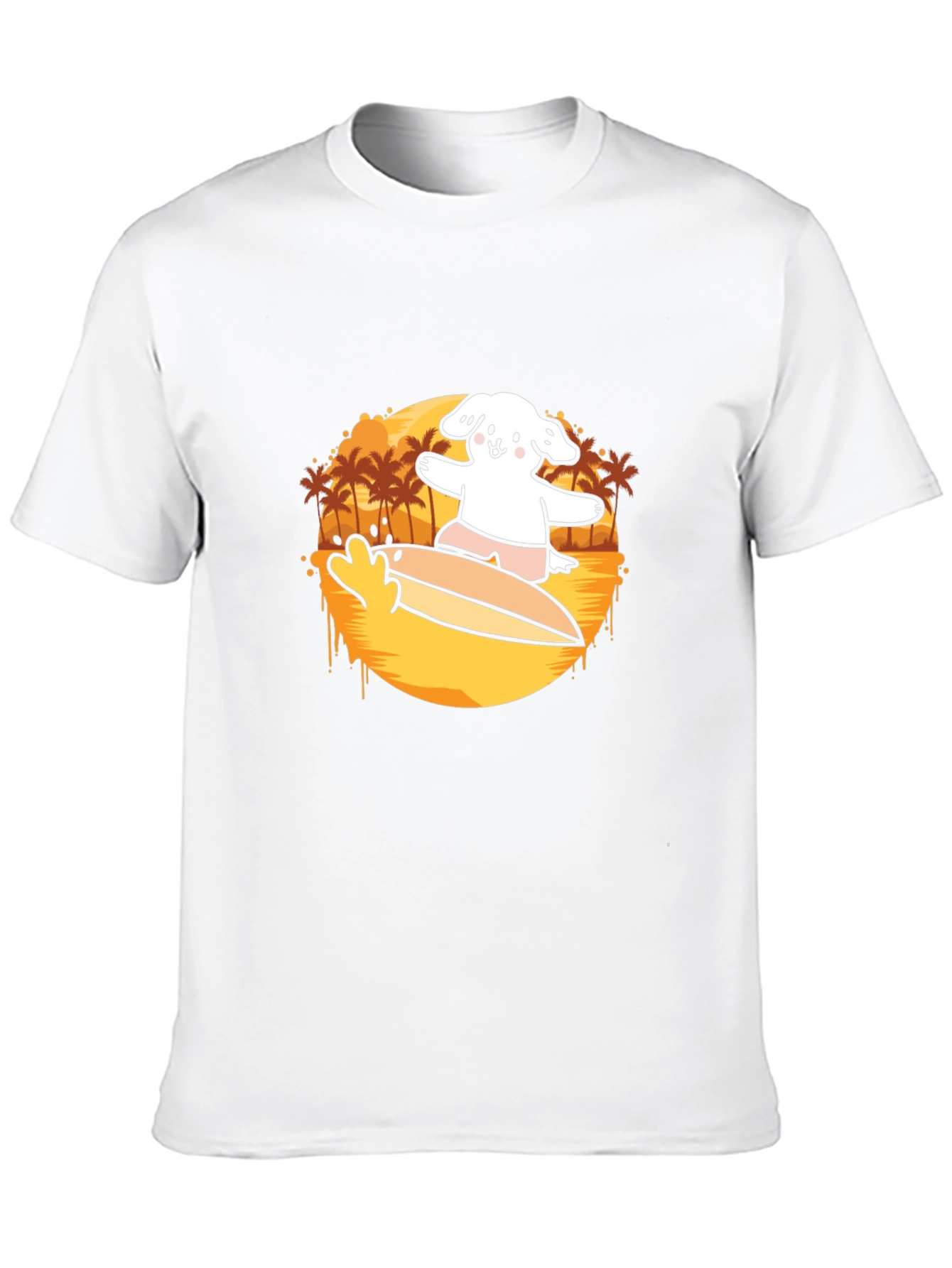 Black Surfing Dog Graphic Tee - Black Cotton Casual T-Shirt view 10