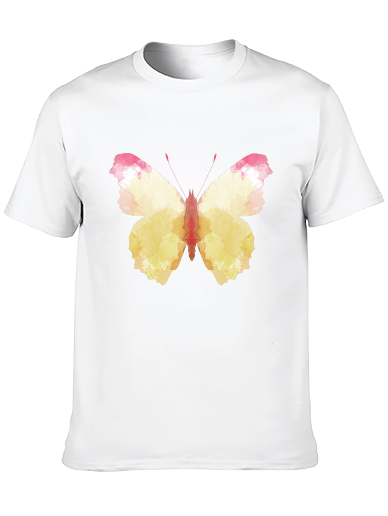 Black Butterfly Watercolor Graphic Tee - Black Cotton Casual Shirt view 10