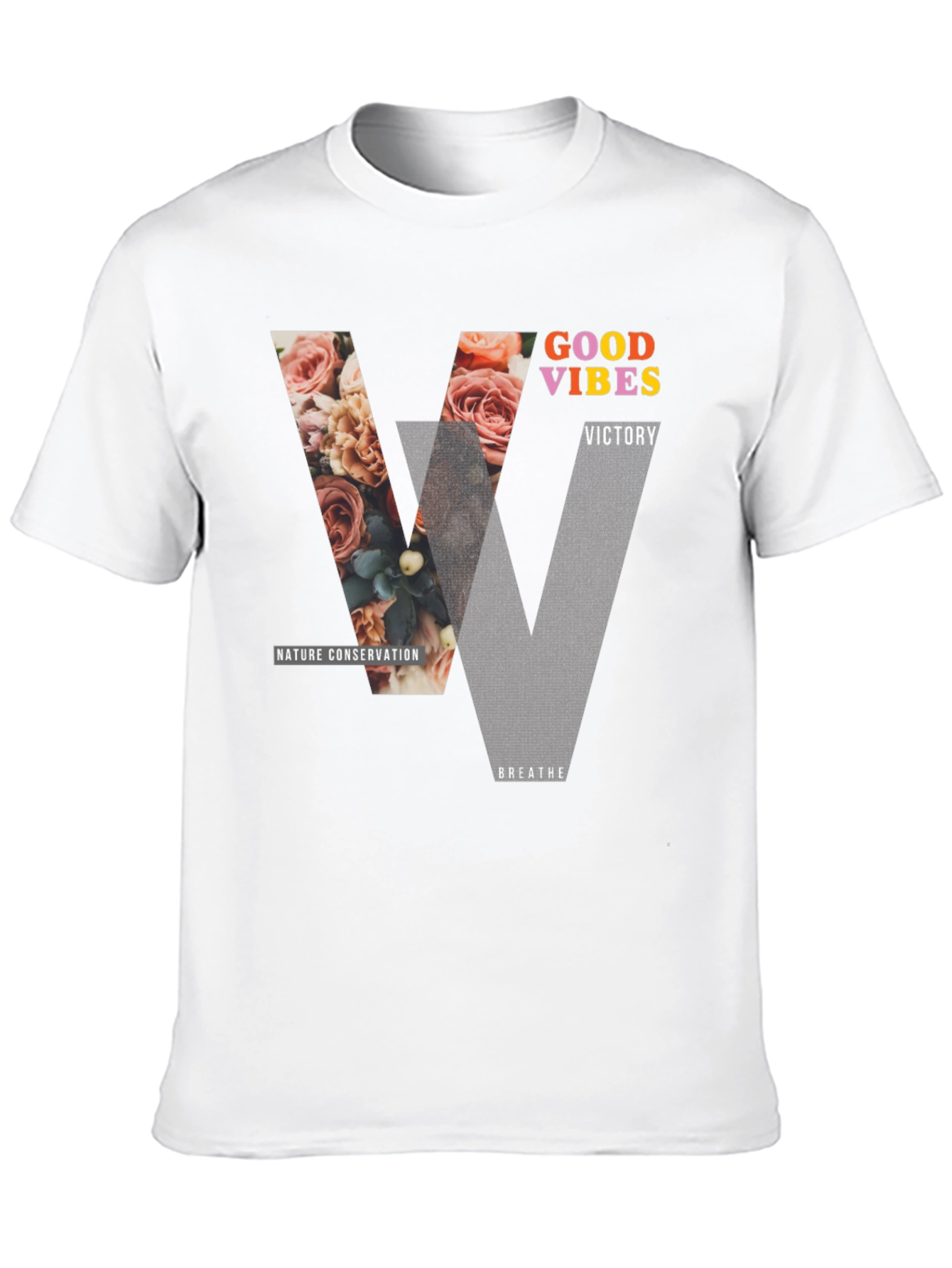 Black Good Vibes Graphic Tee - Nature Conservation Design view 10